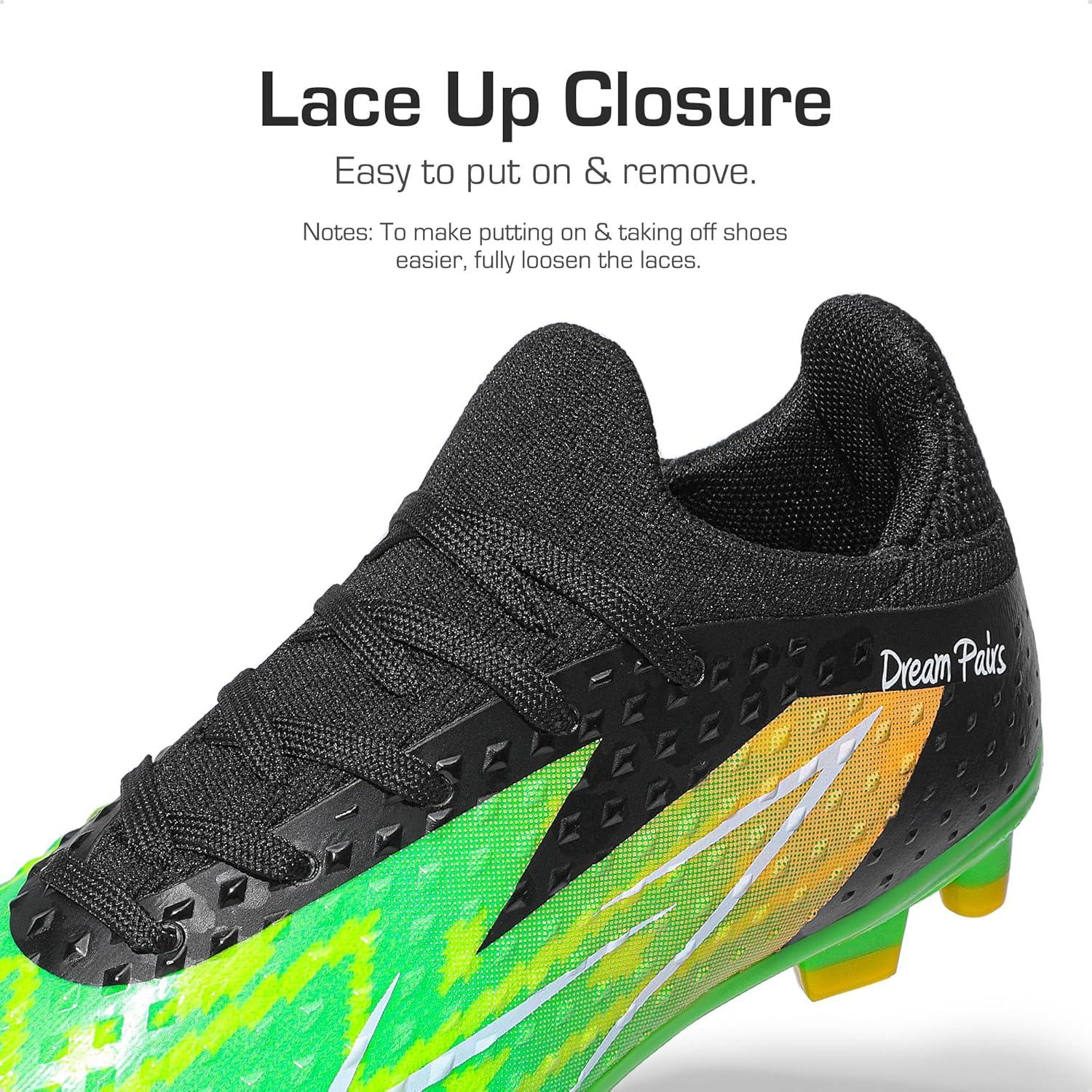 imageDREAM PAIRS Boys Girls Soccer Cleats Youth Firm Groud Football Shoes for LittleBig KidNeon GreenBlack