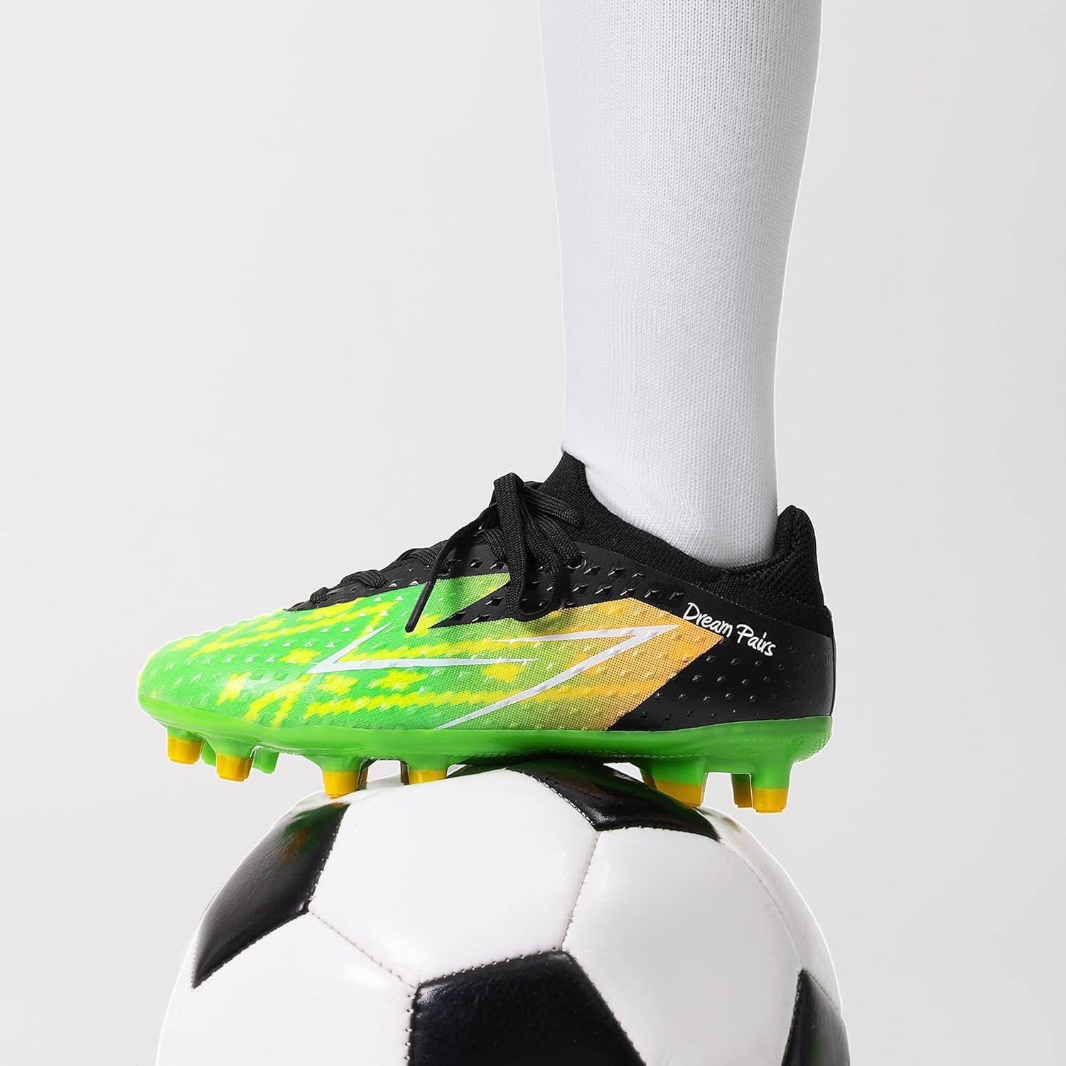 imageDREAM PAIRS Boys Girls Soccer Cleats Youth Firm Groud Football Shoes for LittleBig KidNeon GreenBlack