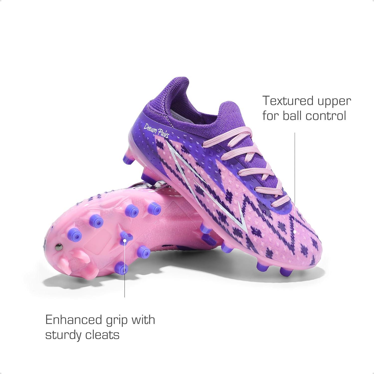 imageDREAM PAIRS Boys Girls Soccer Cleats Youth Firm Groud Football Shoes for LittleBig KidPinkPurple