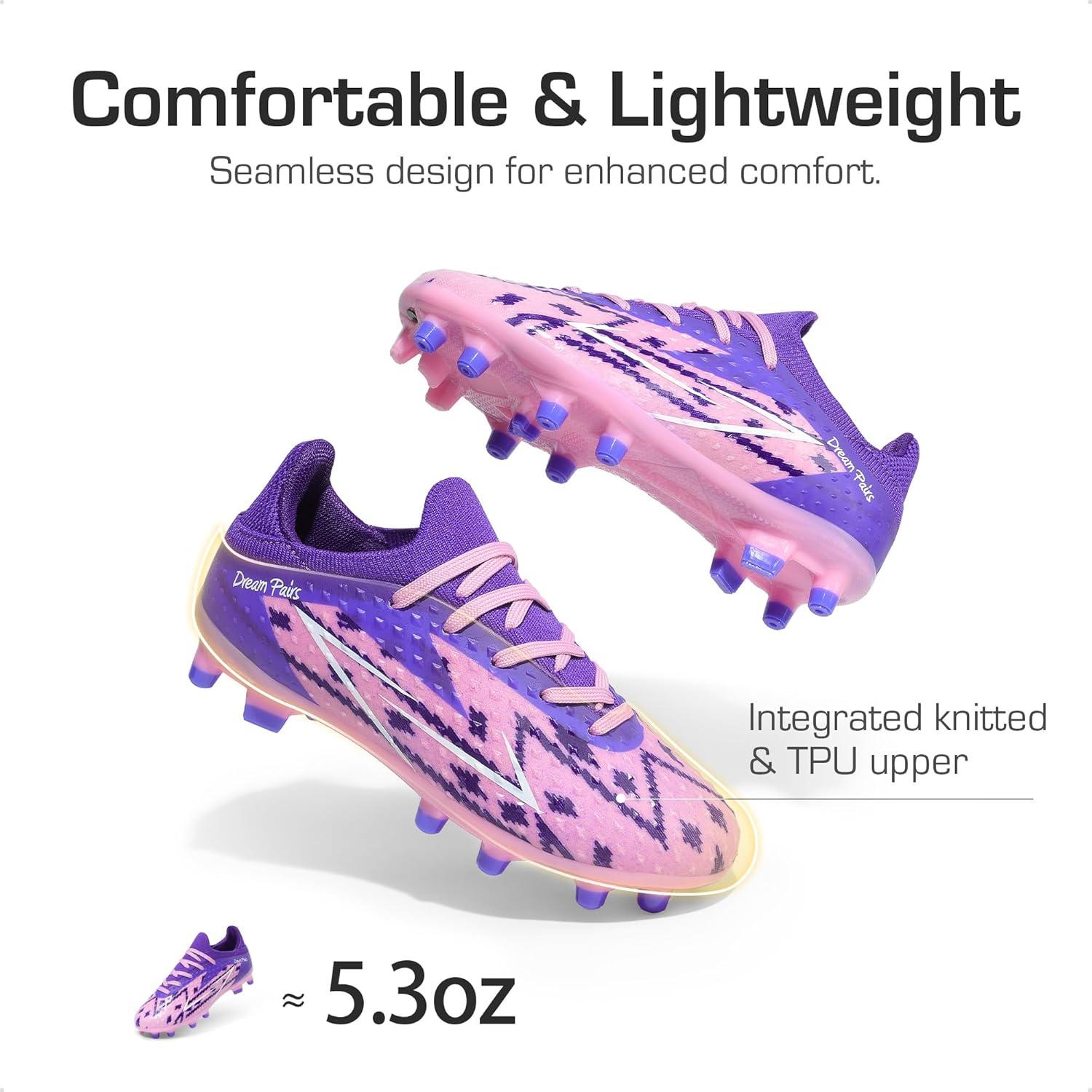 imageDREAM PAIRS Boys Girls Soccer Cleats Youth Firm Groud Football Shoes for LittleBig KidPinkPurple