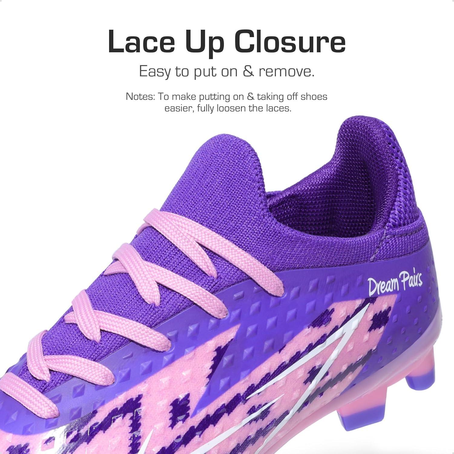 imageDREAM PAIRS Boys Girls Soccer Cleats Youth Firm Groud Football Shoes for LittleBig KidPinkPurple