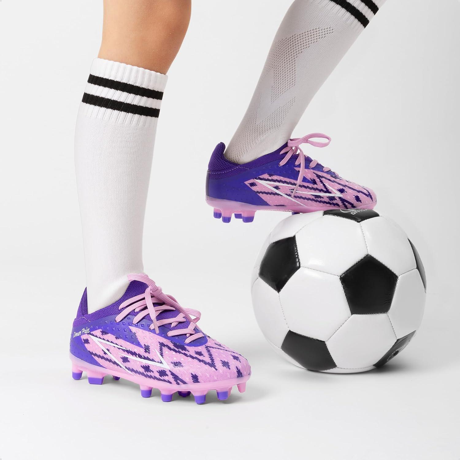 imageDREAM PAIRS Boys Girls Soccer Cleats Youth Firm Groud Football Shoes for LittleBig KidPinkPurple