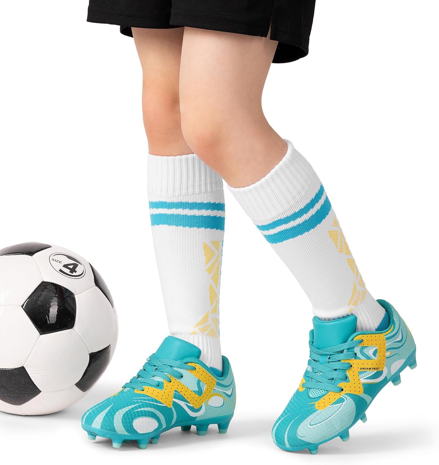 imageDREAM PAIRS Boys Girls Soccer Cleats Youth Firm Groud Sport Football Cleats with Soccer Socks for LittleBig KidToddlerMint Green