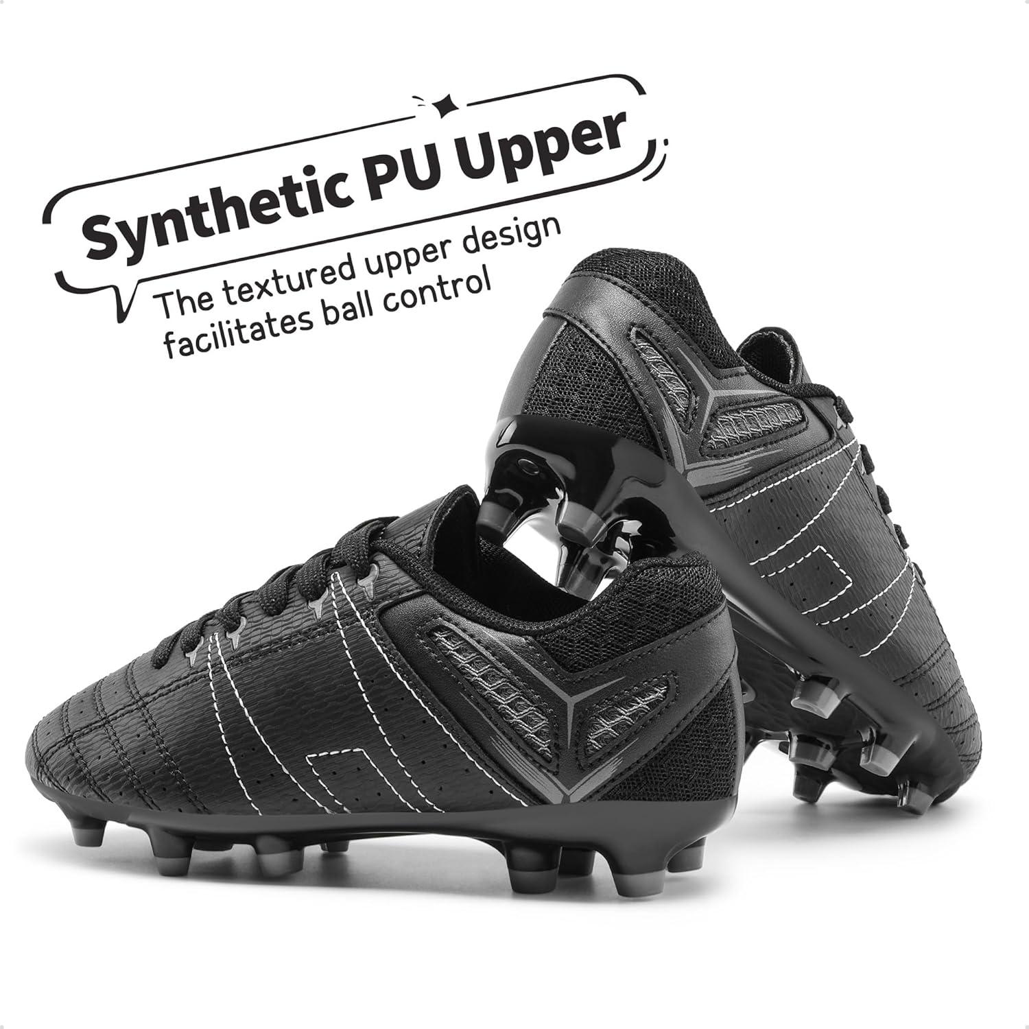 imageDREAM PAIRS Boys Girls Soccer Football Cleats Shoes for Little KidBig KidBlackGrey