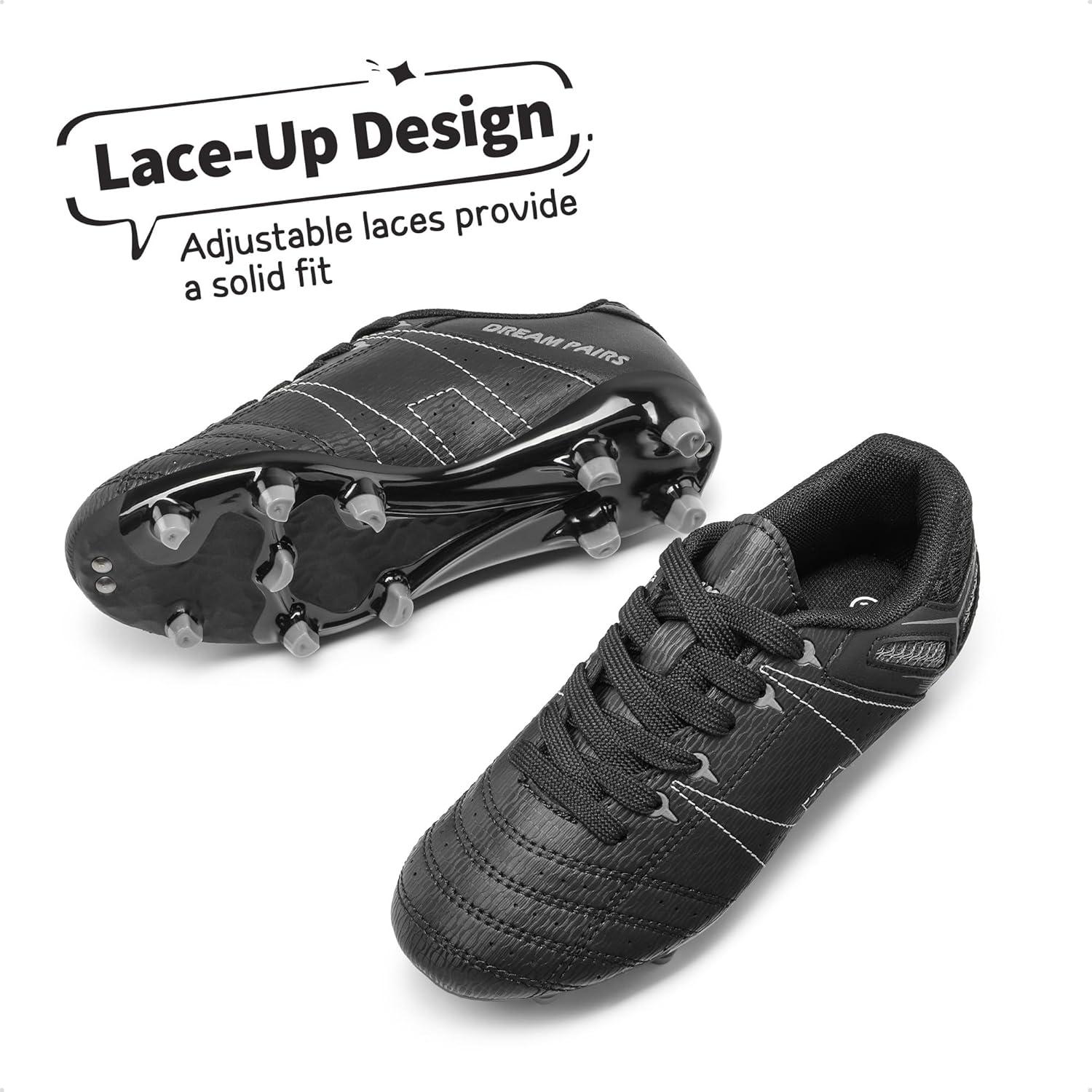 imageDREAM PAIRS Boys Girls Soccer Football Cleats Shoes for Little KidBig KidBlackGrey