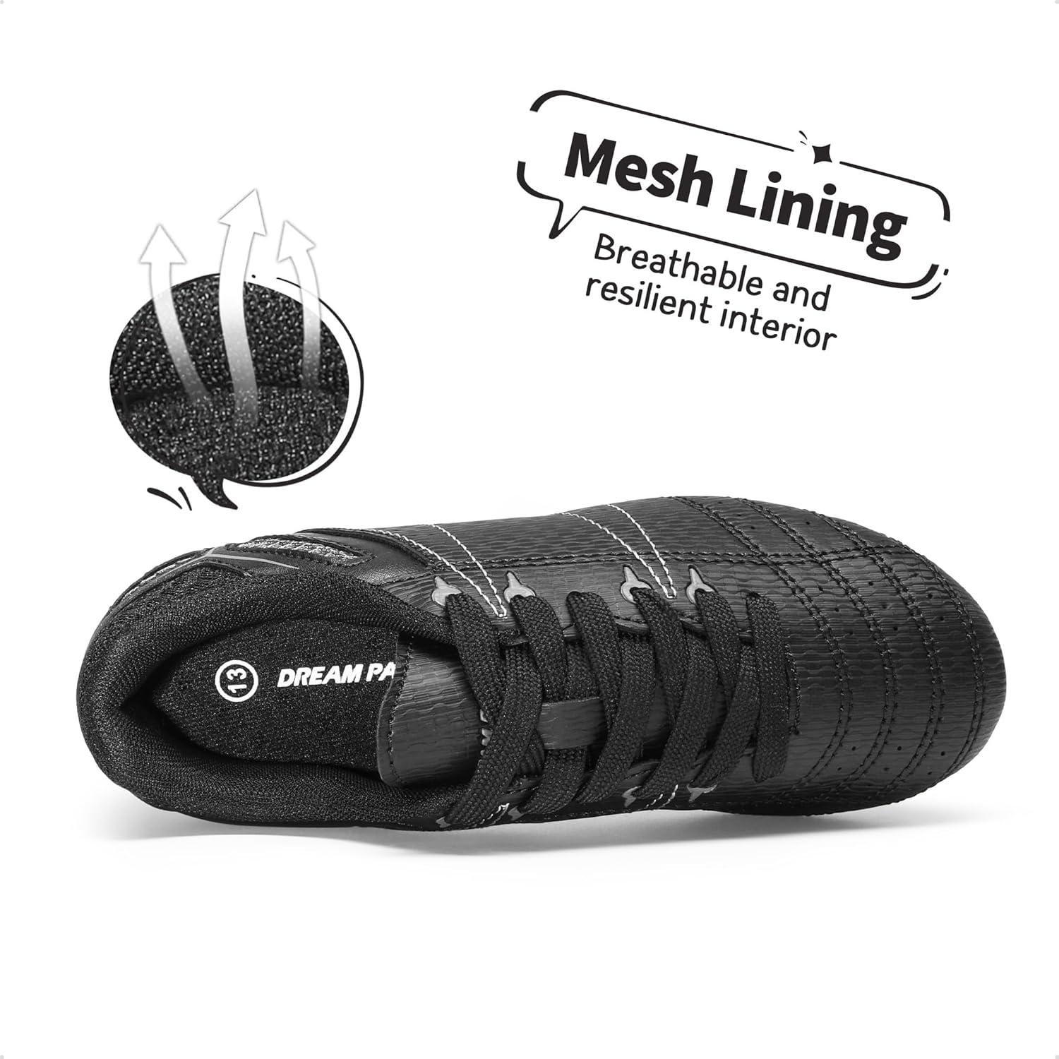 imageDREAM PAIRS Boys Girls Soccer Football Cleats Shoes for Little KidBig KidBlackGrey