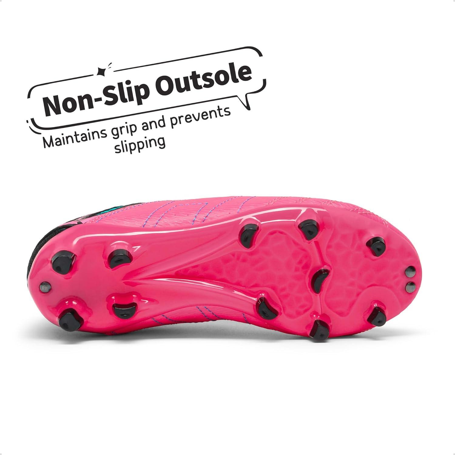 imageDREAM PAIRS Boys Girls Soccer Football Cleats Shoes for Little KidBig KidFuchsiaBlackCyan