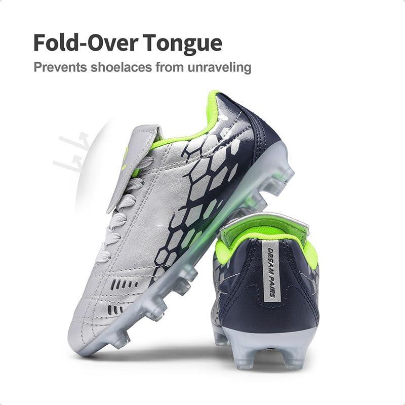 imageDREAM PAIRS Boys Girls Soccer Football Cleats Shoes for LittleBig KidLightGreyNavy