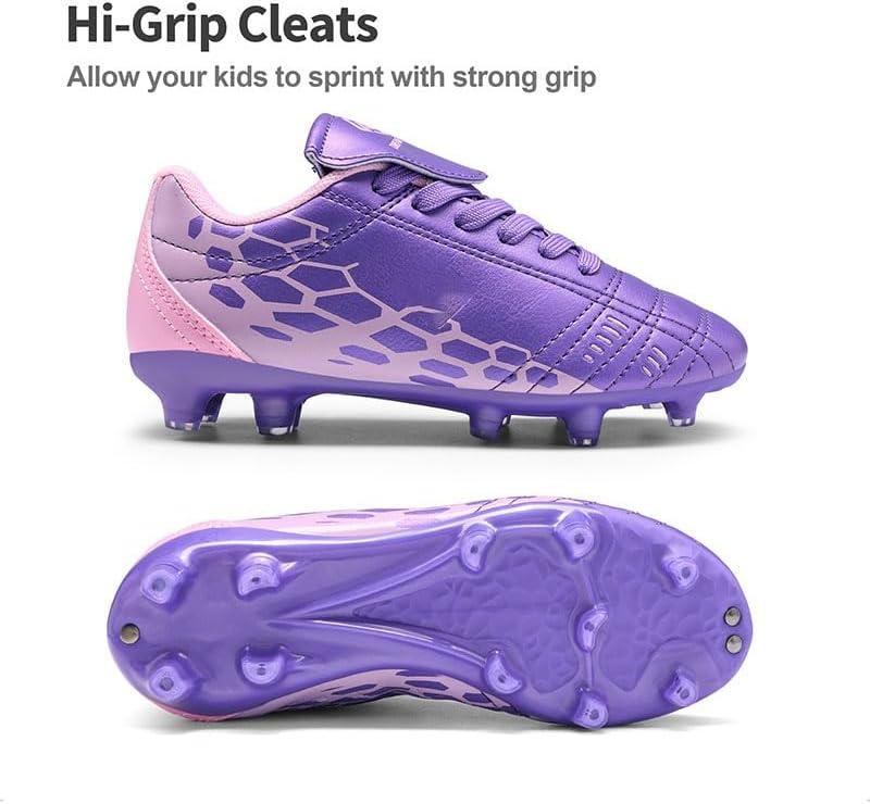 imageDREAM PAIRS Boys Girls Soccer Football Cleats Shoes for LittleBig KidLightPurplePink