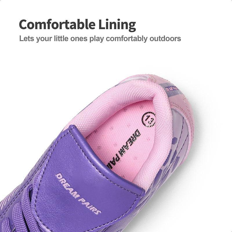 imageDREAM PAIRS Boys Girls Soccer Football Cleats Shoes for LittleBig KidLightPurplePink