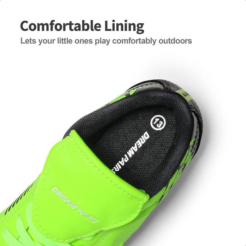 imageDREAM PAIRS Boys Girls Soccer Football Cleats Shoes for LittleBig KidNeonGreenBlack
