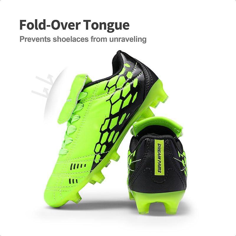 imageDREAM PAIRS Boys Girls Soccer Football Cleats Shoes for LittleBig KidNeonGreenBlack