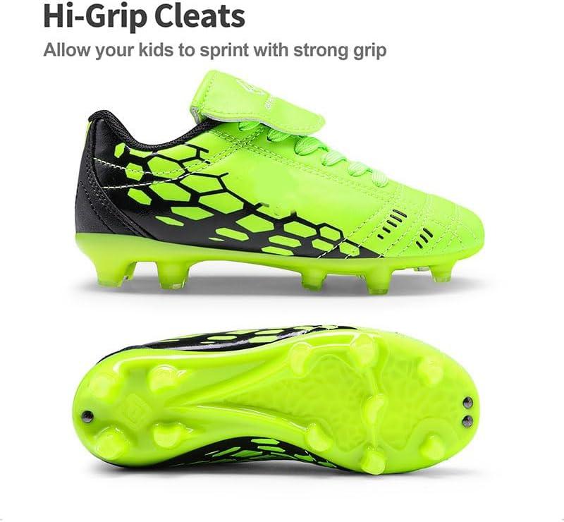 imageDREAM PAIRS Boys Girls Soccer Football Cleats Shoes for LittleBig KidNeonGreenBlack