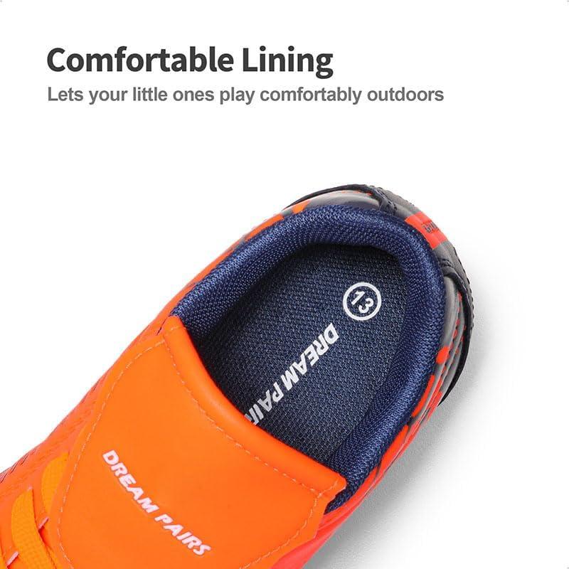 imageDREAM PAIRS Boys Girls Soccer Football Cleats Shoes for LittleBig KidOrangeNavy