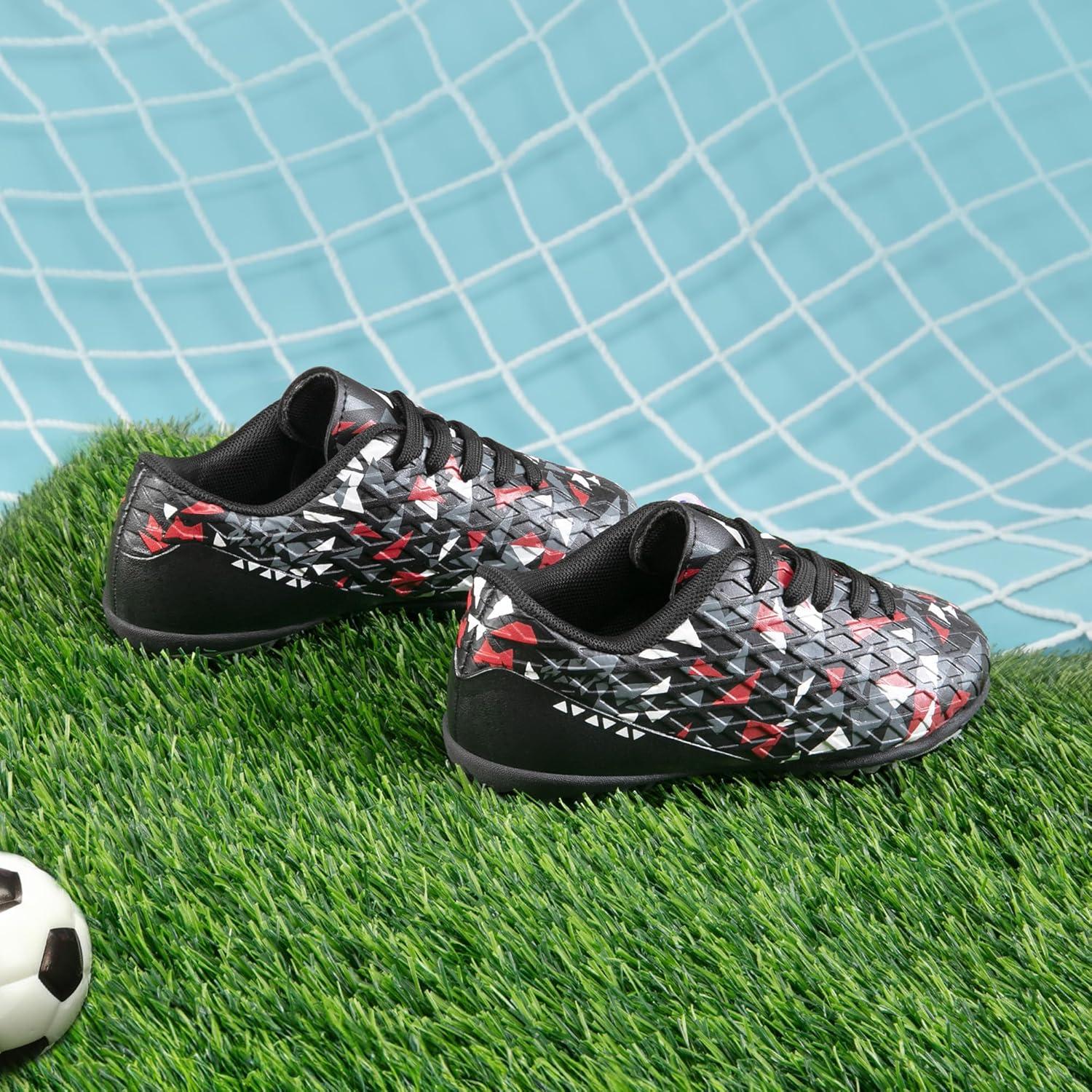 imageDREAM PAIRS Boys Girls Turf Indoor Soccer Shoes Lace Up Cleats for LittleBig KidBlackRed