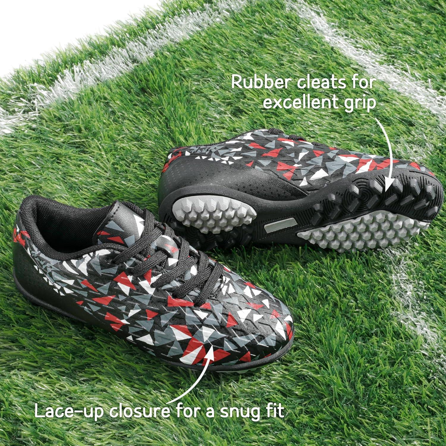 imageDREAM PAIRS Boys Girls Turf Indoor Soccer Shoes Lace Up Cleats for LittleBig KidBlackRed