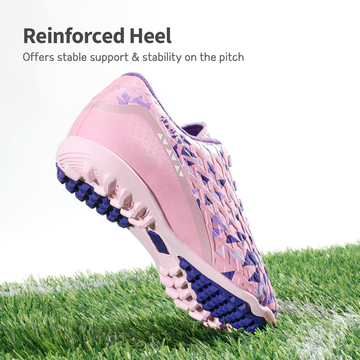 imageDREAM PAIRS Boys Girls Turf Indoor Soccer Shoes Lace Up Cleats for LittleBig KidPinkPurple
