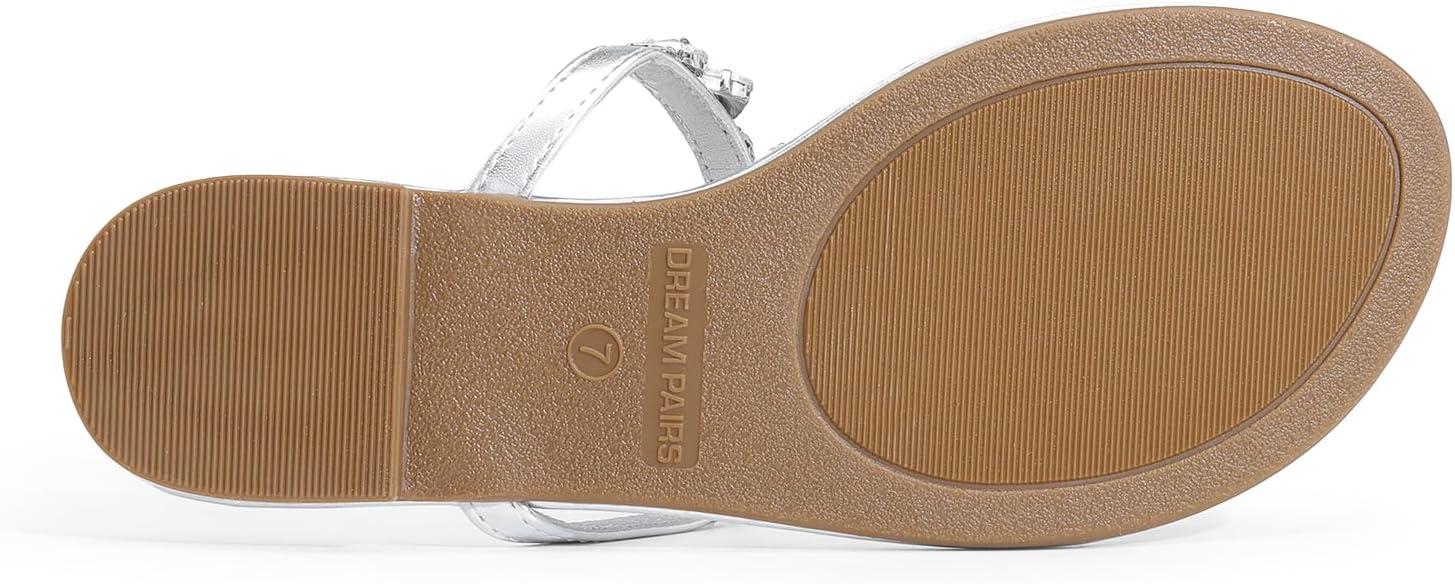 imageDREAM PAIRS Flip Flops for Women Dressy Rhinestone TStrap Thong Sandals for Summers Dress BeachSilver