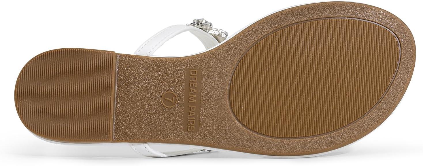 imageDREAM PAIRS Flip Flops for Women Dressy Rhinestone TStrap Thong Sandals for Summers Dress BeachWhite