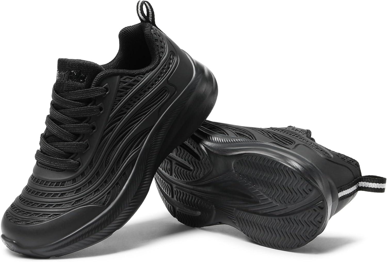 imageDREAM PAIRS Girls Boys Shoes Kids Lace up Tennis Sparkle Glitter Athletic Running SneakersAll Black