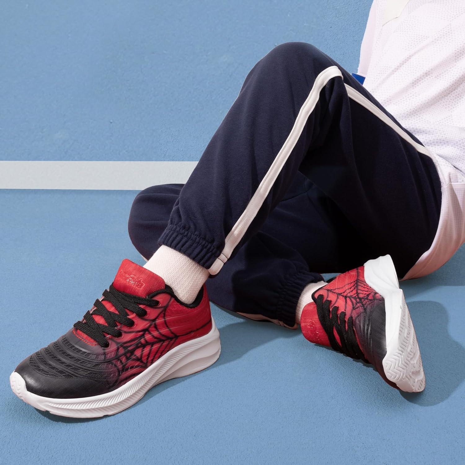 imageDREAM PAIRS Girls Boys Shoes Kids Lace up Tennis Sparkle Glitter Athletic Running SneakersBlackRed