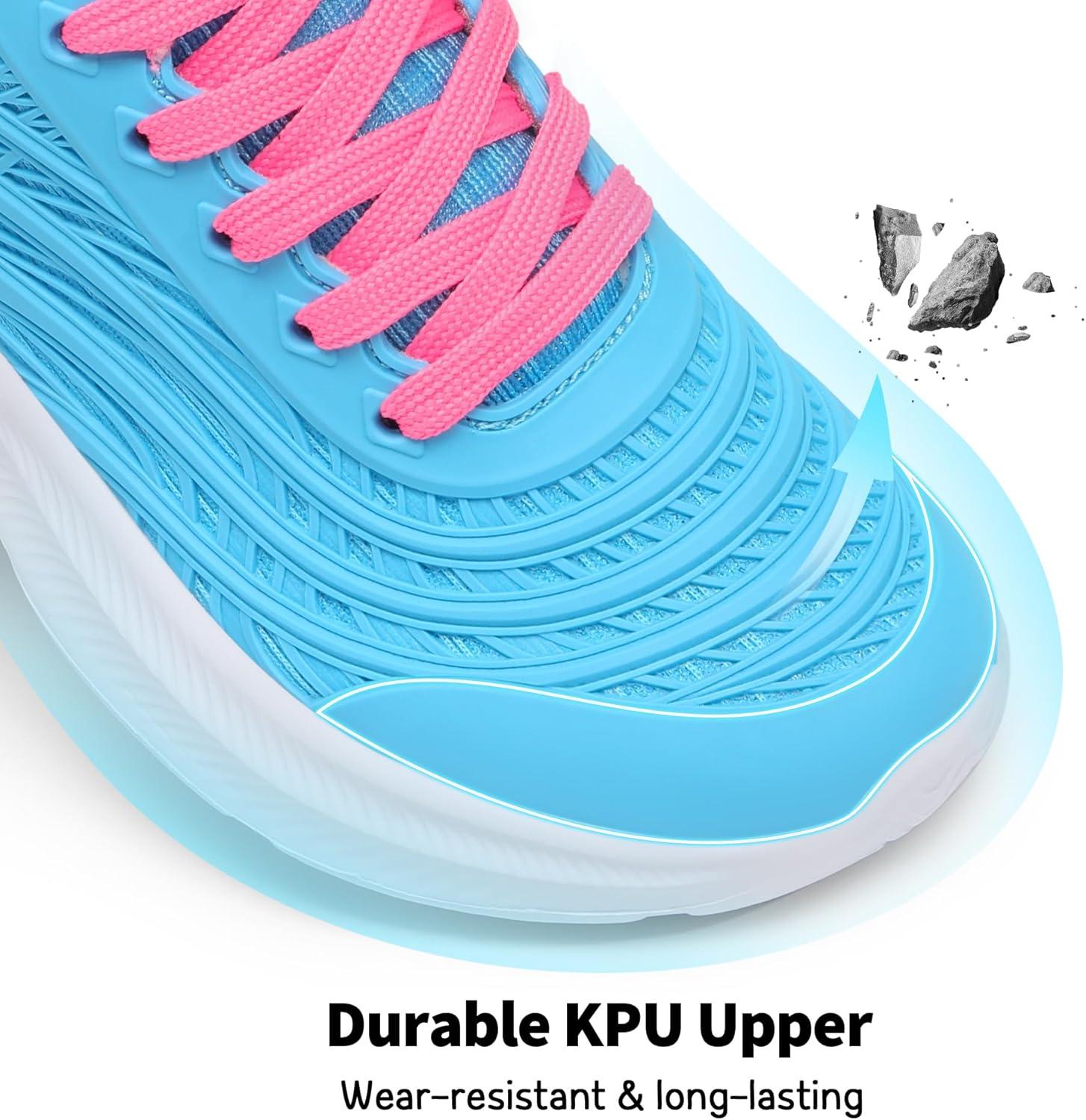 imageDREAM PAIRS Girls Boys Shoes Kids Lace up Tennis Sparkle Glitter Athletic Running SneakersBlueHot Pink