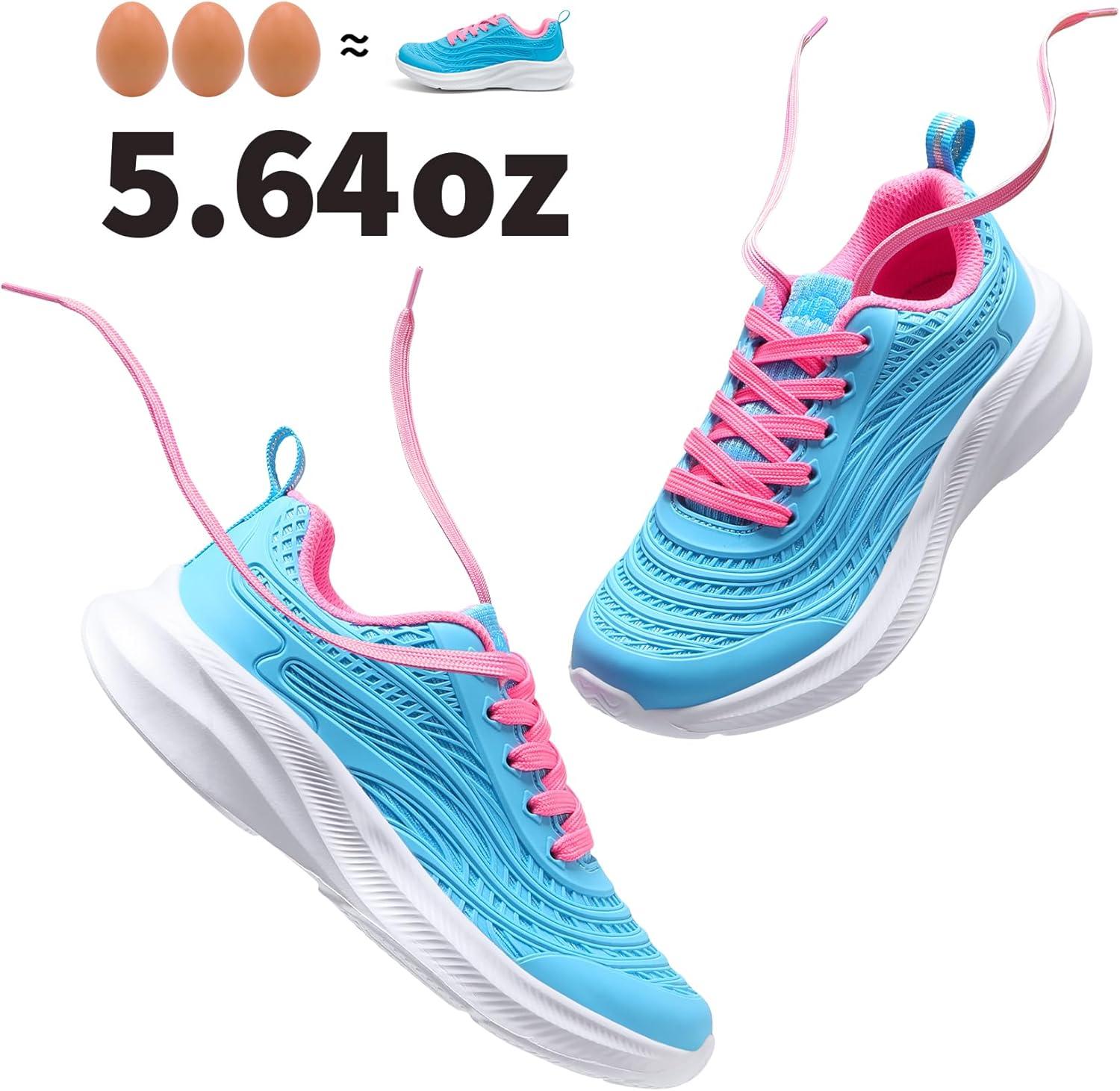 imageDREAM PAIRS Girls Boys Shoes Kids Lace up Tennis Sparkle Glitter Athletic Running SneakersBlueHot Pink
