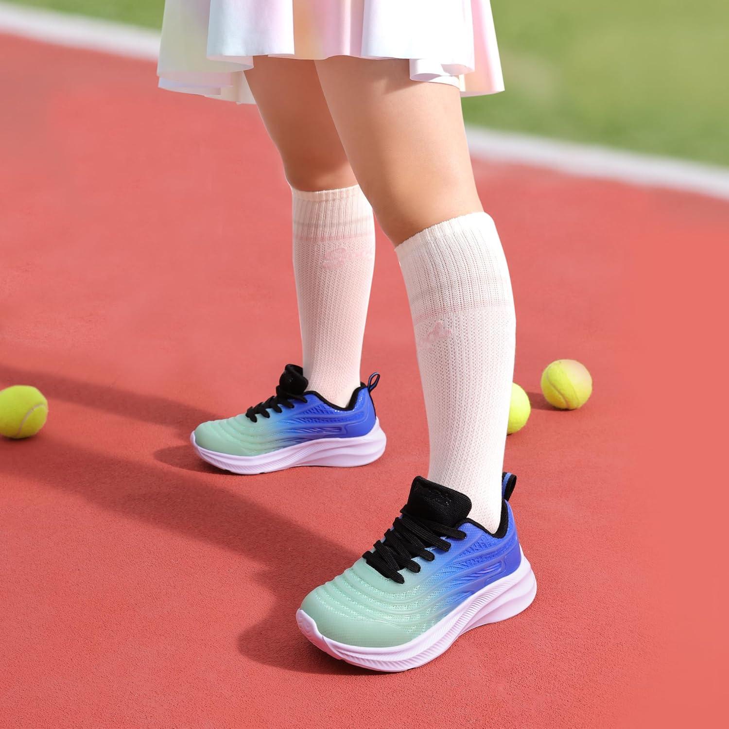 imageDREAM PAIRS Girls Boys Shoes Kids Lace up Tennis Sparkle Glitter Athletic Running SneakersLight GreenBlue