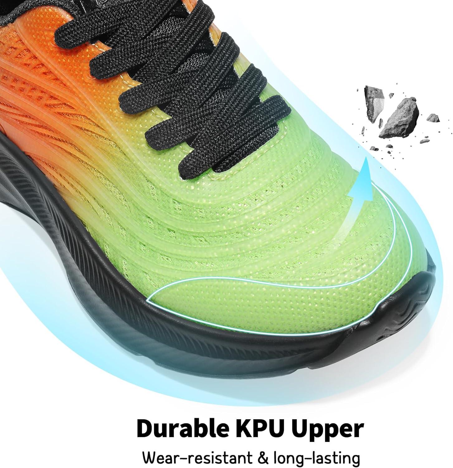 imageDREAM PAIRS Girls Boys Shoes Kids Lace up Tennis Sparkle Glitter Athletic Running SneakersNeon GreenOrangeBlack