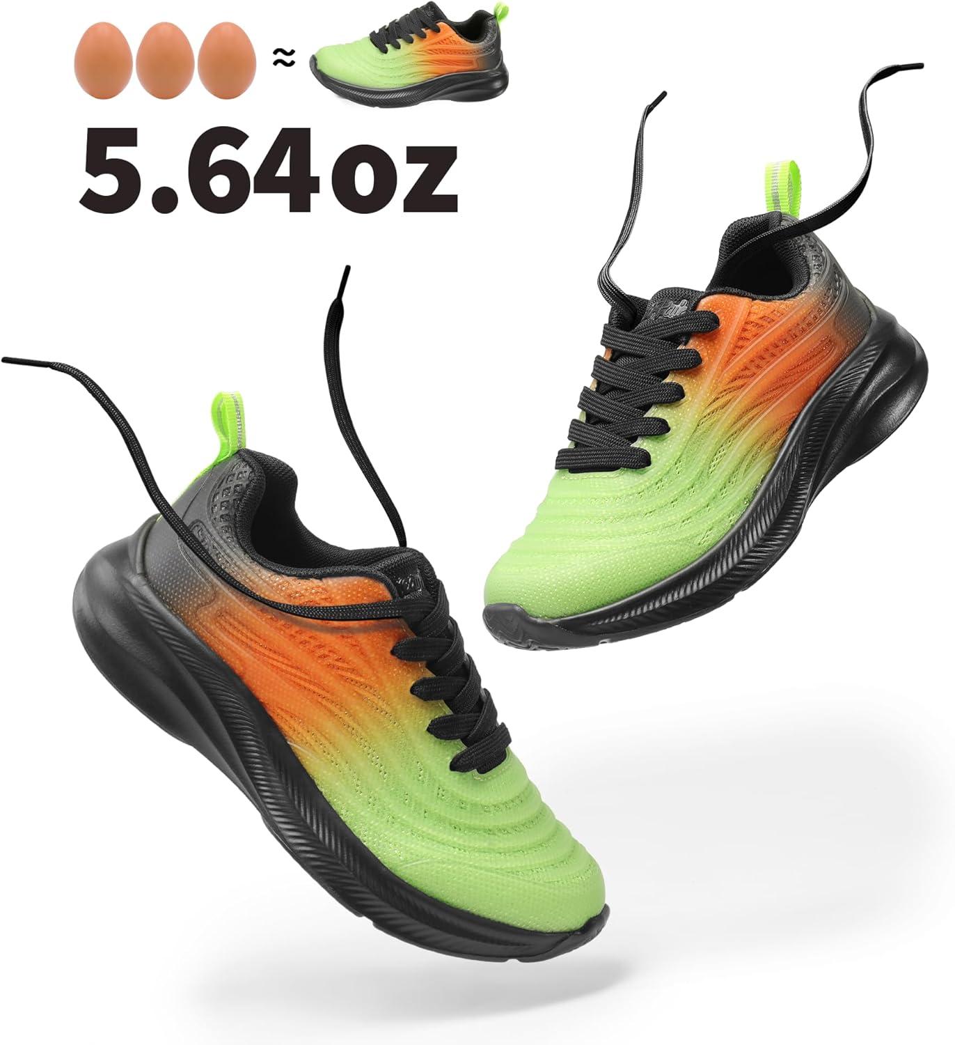 imageDREAM PAIRS Girls Boys Shoes Kids Lace up Tennis Sparkle Glitter Athletic Running SneakersNeon GreenOrangeBlack