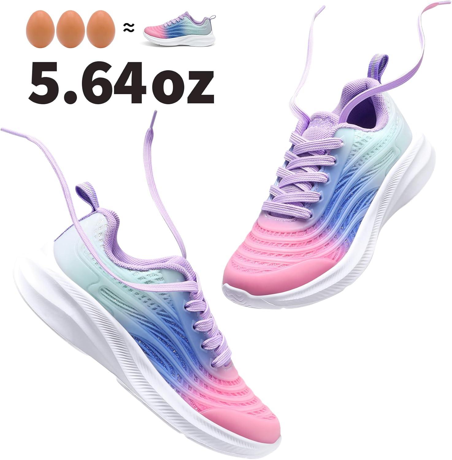 imageDREAM PAIRS Girls Boys Shoes Kids Lace up Tennis Sparkle Glitter Athletic Running SneakersPinkBlueLight Green