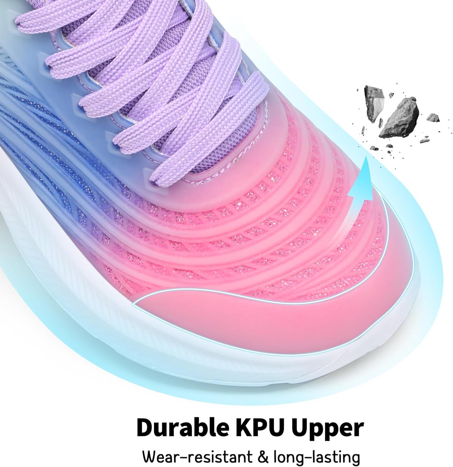 imageDREAM PAIRS Girls Boys Shoes Kids Lace up Tennis Sparkle Glitter Athletic Running SneakersPinkBlueLight Green