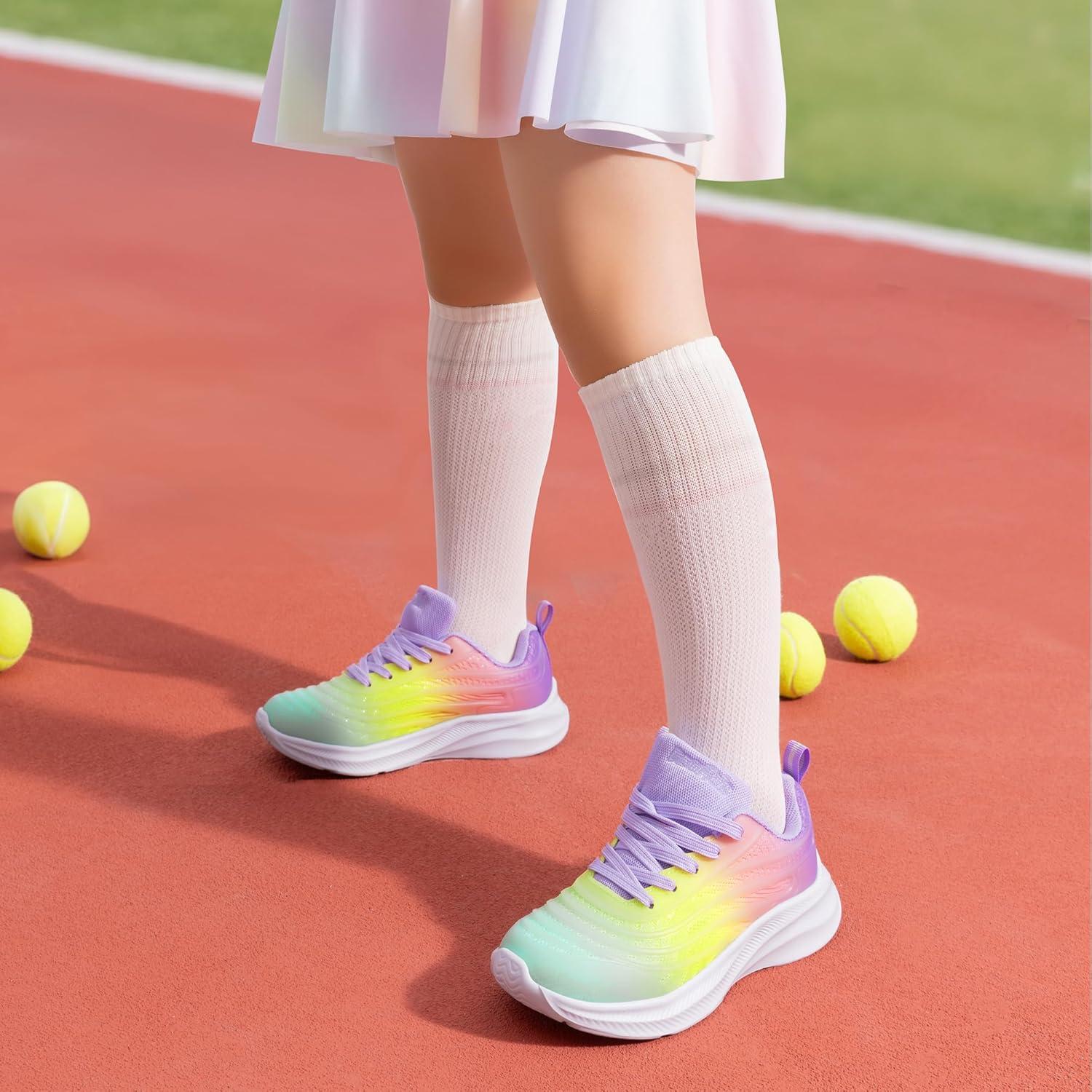 imageDREAM PAIRS Girls Boys Shoes Kids Lace up Tennis Sparkle Glitter Athletic Running SneakersRainbowPurple