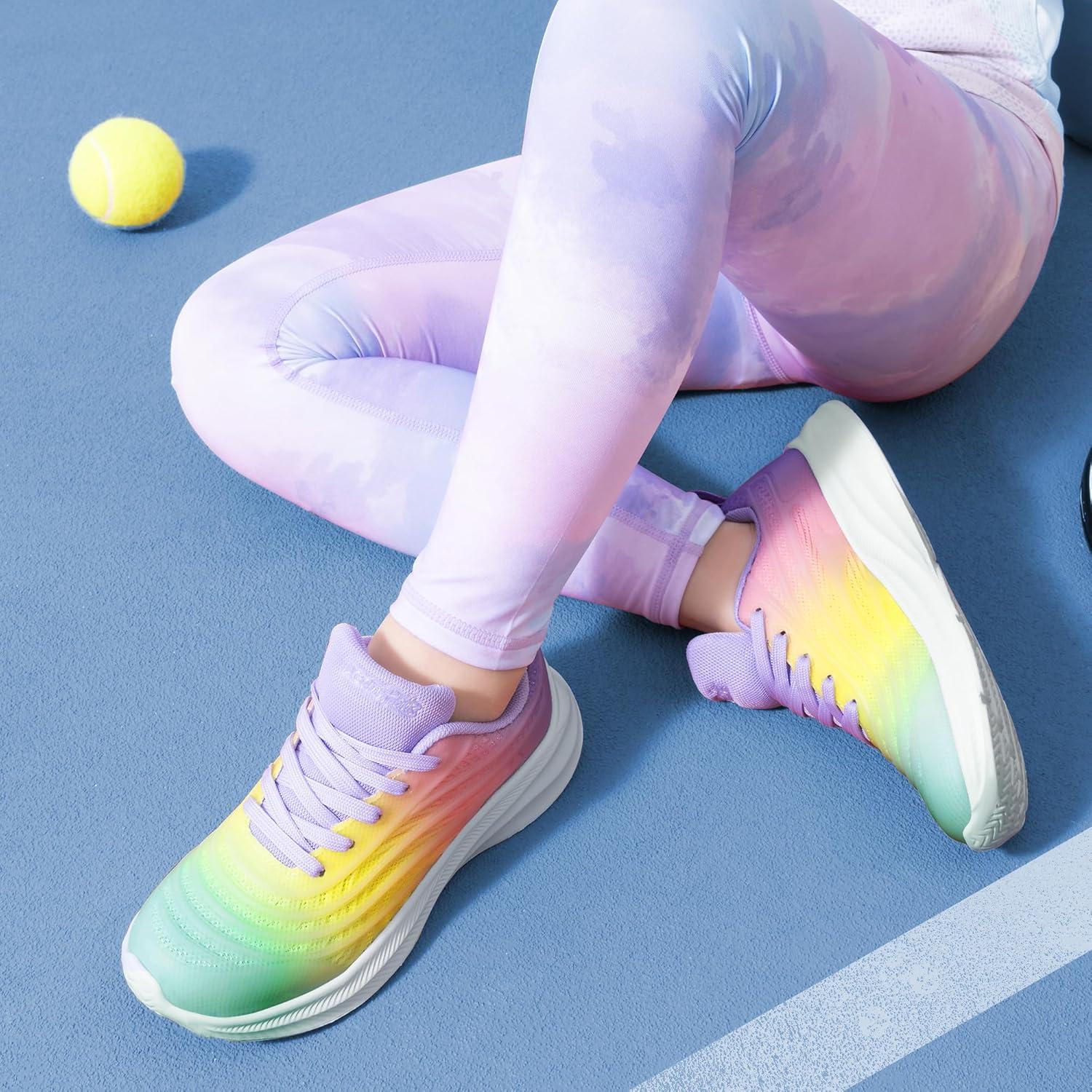 imageDREAM PAIRS Girls Boys Shoes Kids Lace up Tennis Sparkle Glitter Athletic Running SneakersRainbowPurple