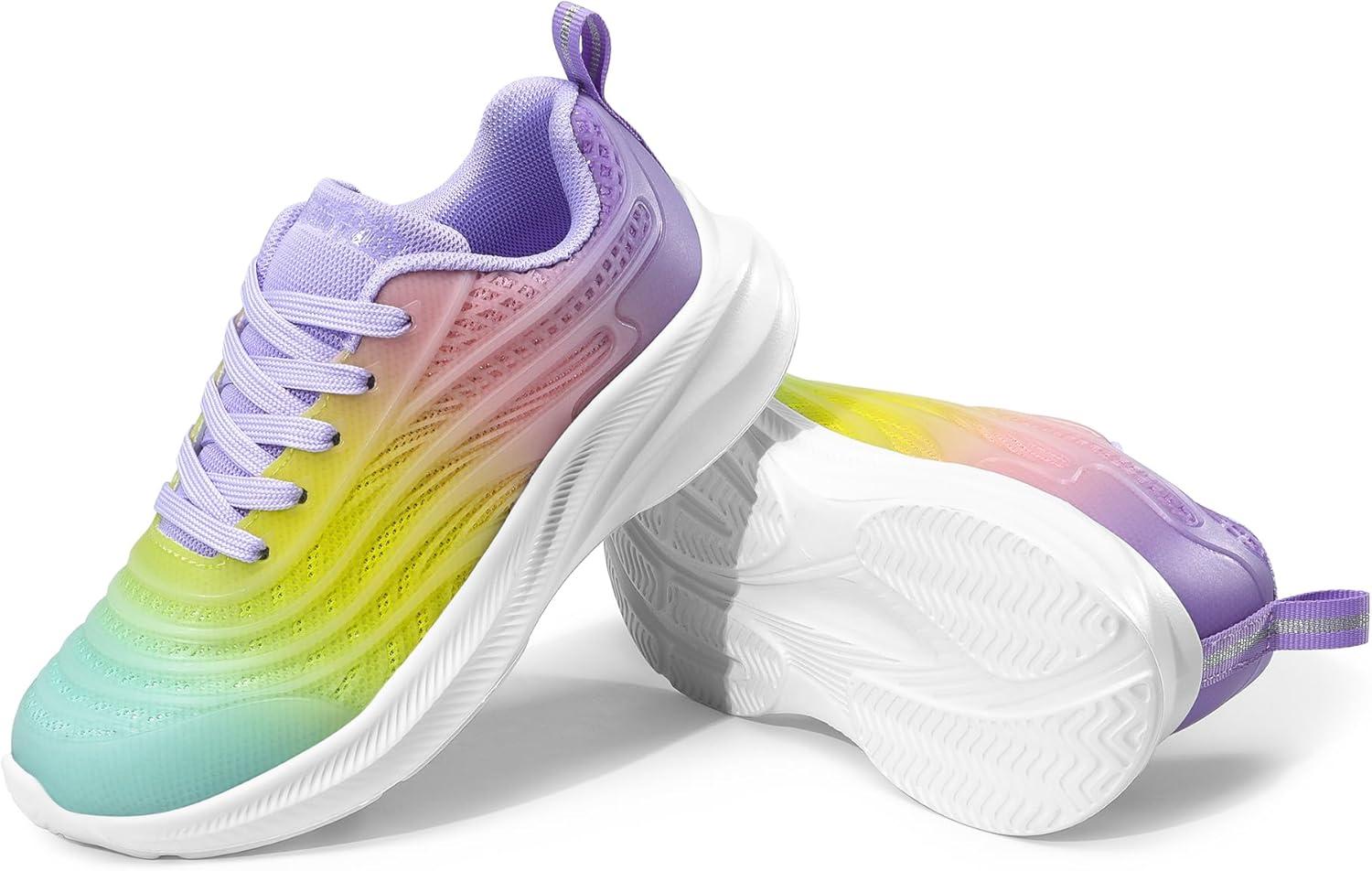 imageDREAM PAIRS Girls Boys Shoes Kids Lace up Tennis Sparkle Glitter Athletic Running SneakersRainbowPurple