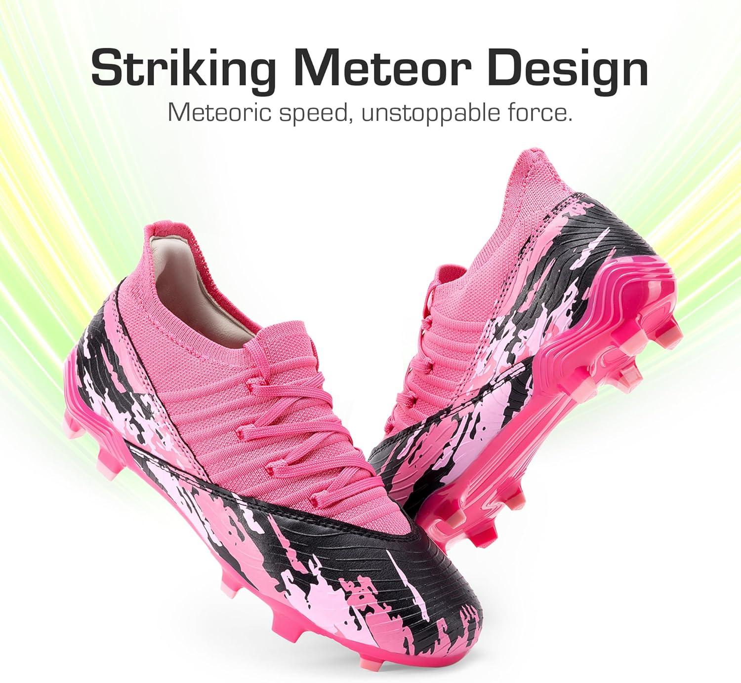 imageDREAM PAIRS Girls Boys Soccer Cleats Youth Firm Groud Outdoor Sports Athletic Midtop Football Shoes for LittleBig KidHot PinkBlack