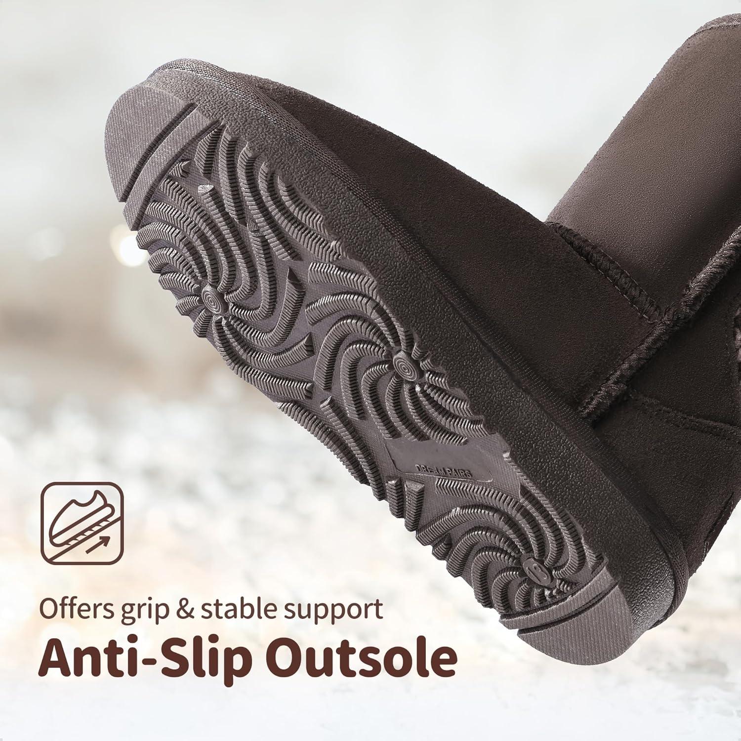 imageDREAM PAIRS Girls Boys Winter Boots Faux Fur Lined Mid Calf Kids Snow Tall Shoes FuzzyChic Kids Buckle for Little KidBig KidBrown