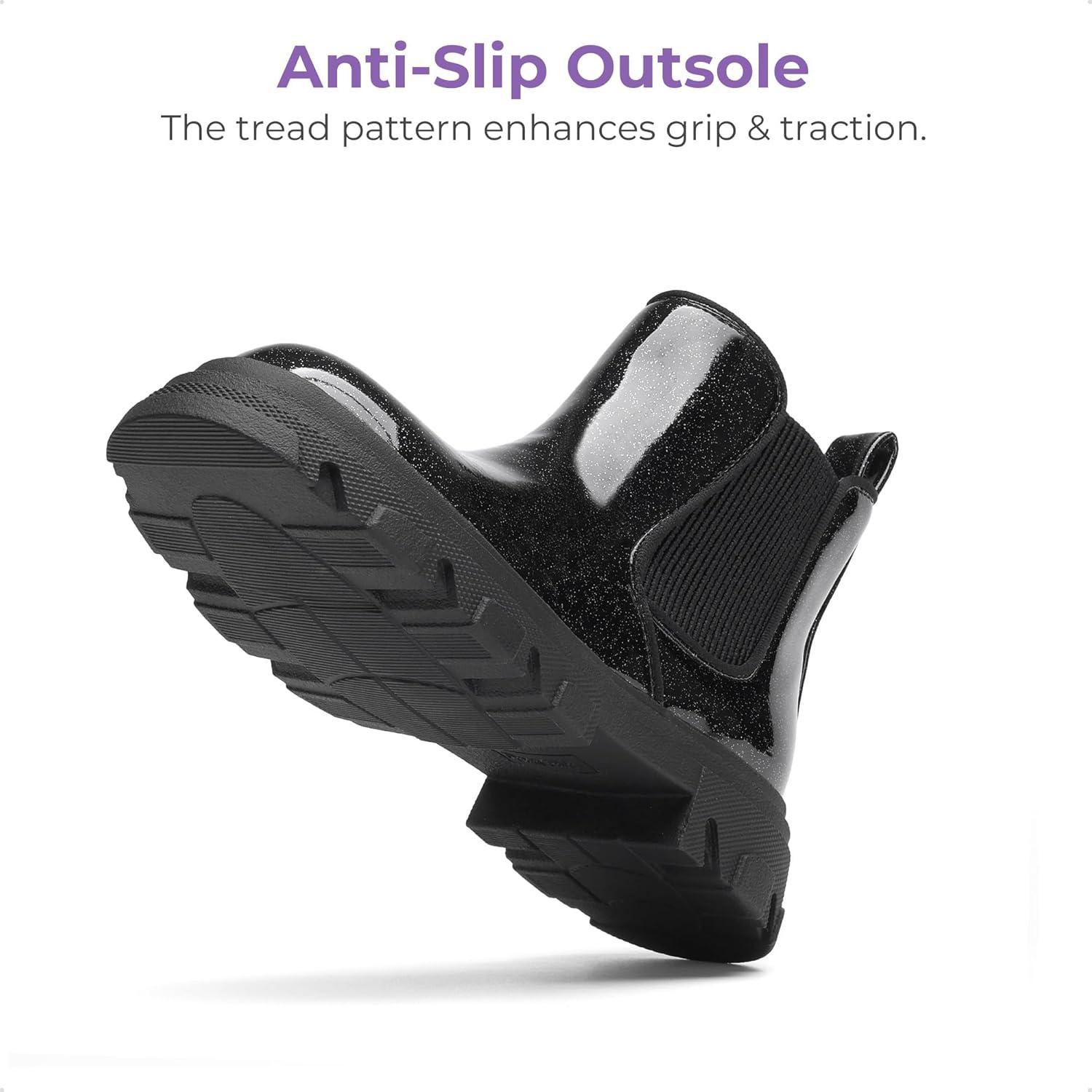 imageDREAM PAIRS Girls Chelsea Boots Side Zipper Lug Sole Ankle Booties ToddlerLittle KidBig KidAll Black