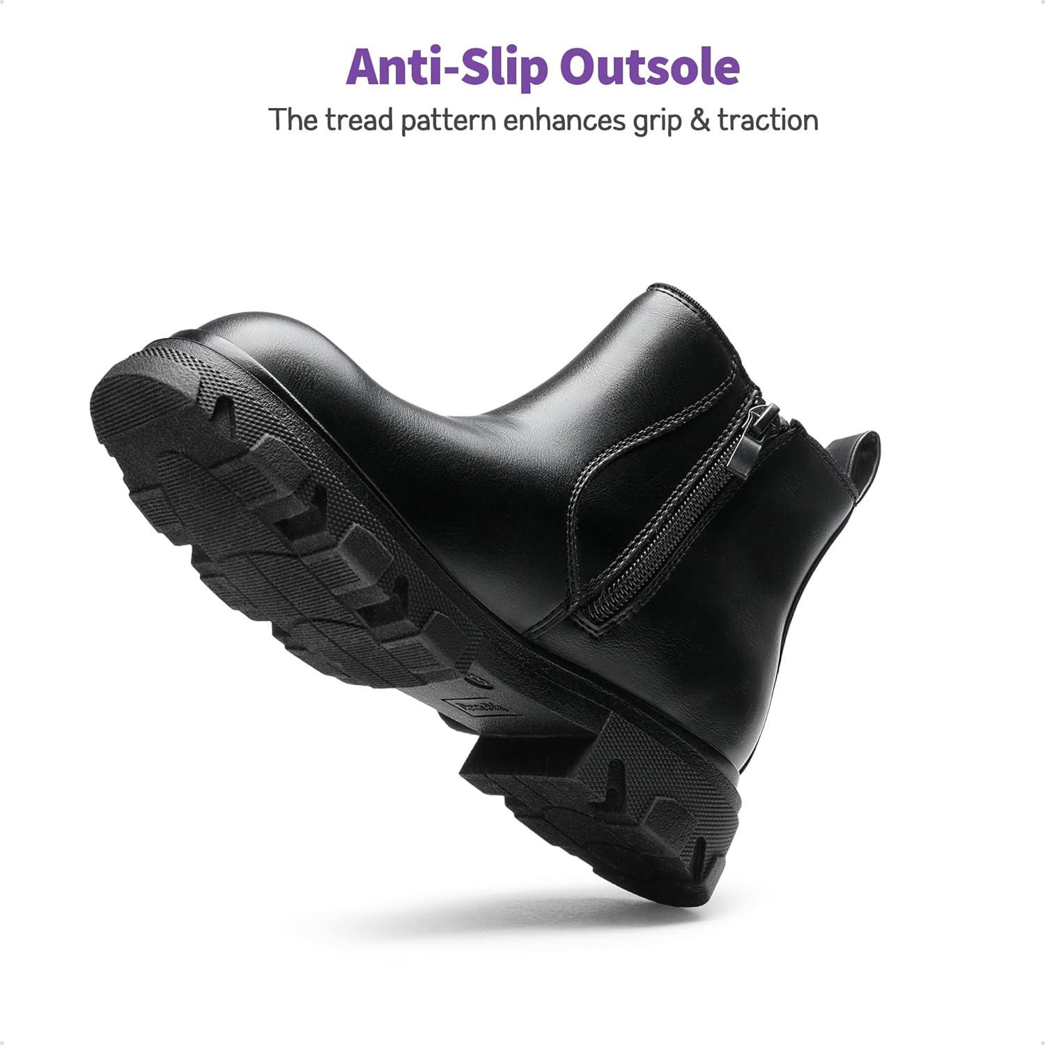 imageDREAM PAIRS Girls Chelsea Boots Side Zipper Lug Sole Ankle Booties ToddlerLittle KidBig KidBlack