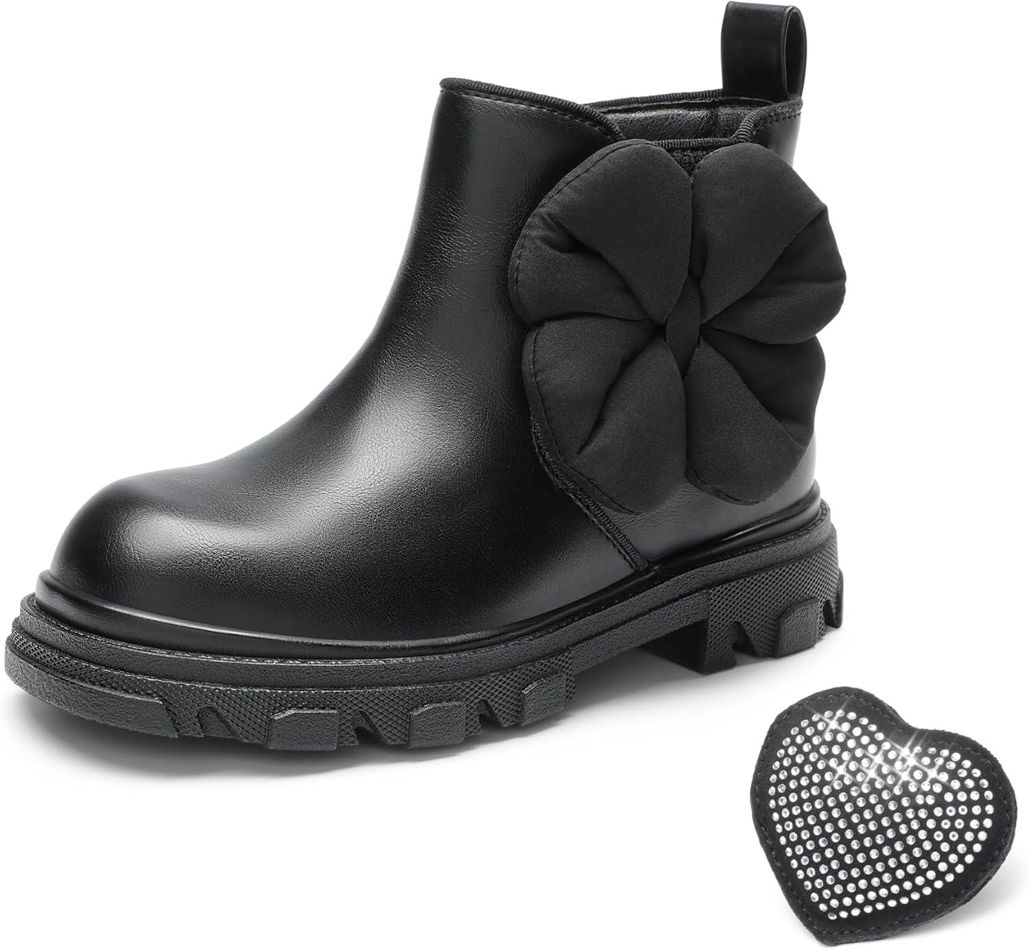 imageDREAM PAIRS Girls Chelsea Boots Side Zipper Lug Sole Ankle Booties ToddlerLittle KidBig KidBlack