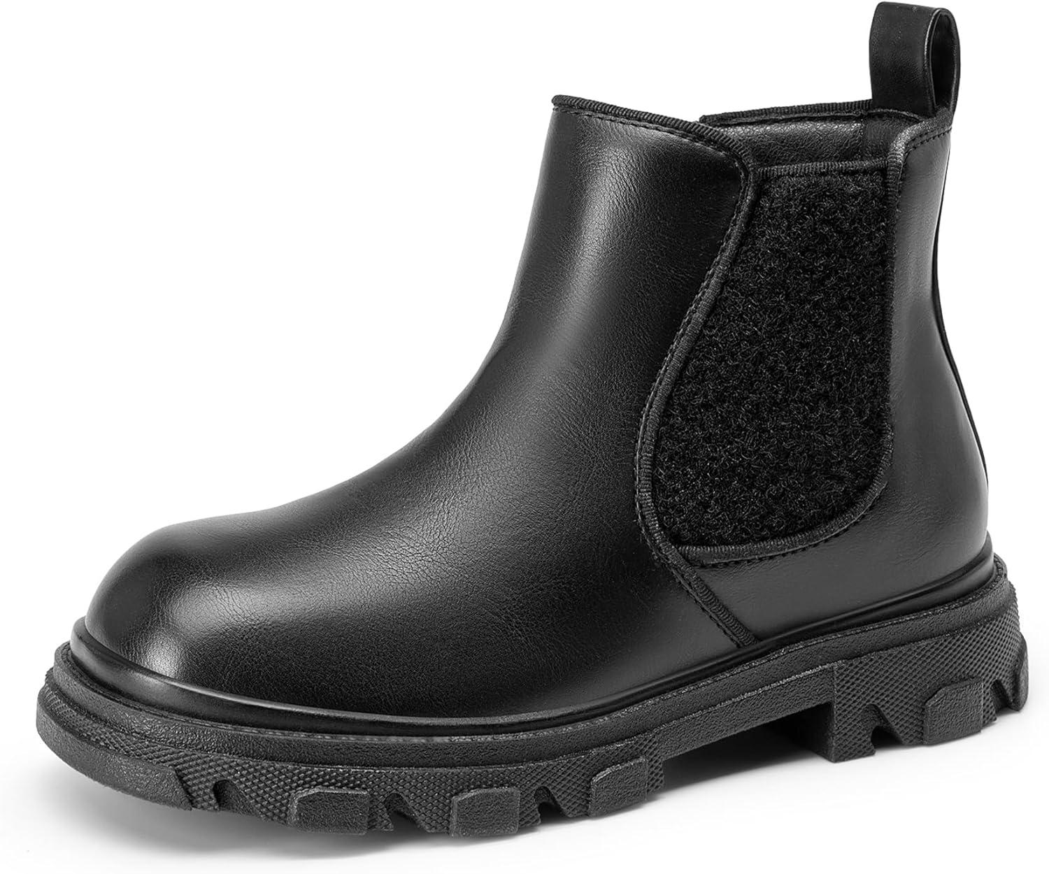 imageDREAM PAIRS Girls Chelsea Boots Side Zipper Lug Sole Ankle Booties ToddlerLittle KidBig KidBlack