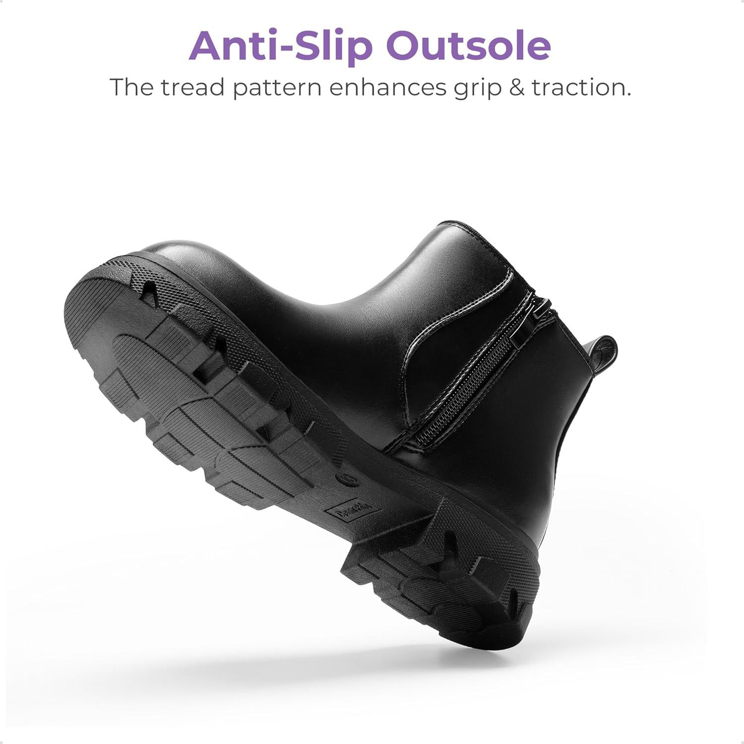 imageDREAM PAIRS Girls Chelsea Boots Side Zipper Lug Sole Ankle Booties ToddlerLittle KidBig KidBlackpu