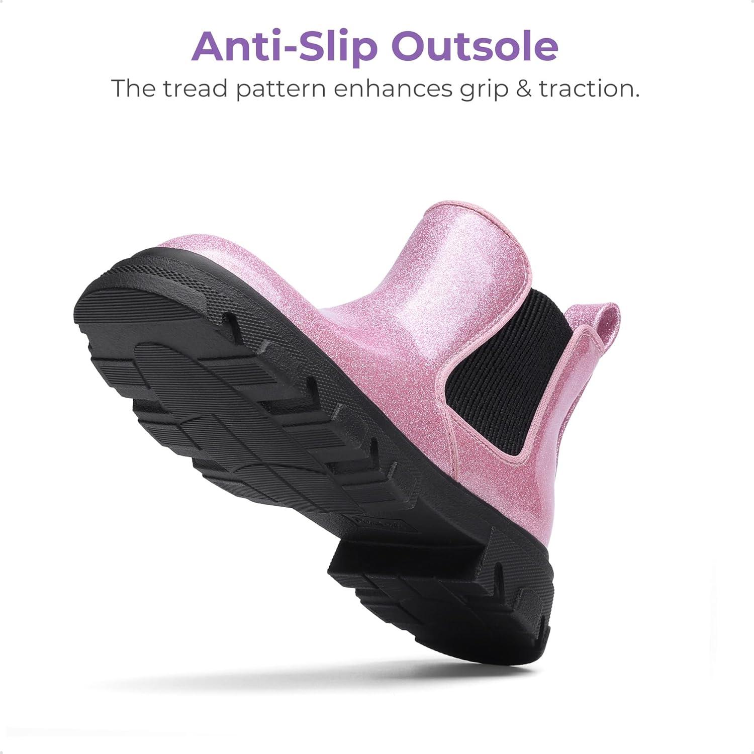 imageDREAM PAIRS Girls Chelsea Boots Side Zipper Lug Sole Ankle Booties ToddlerLittle KidBig KidPink