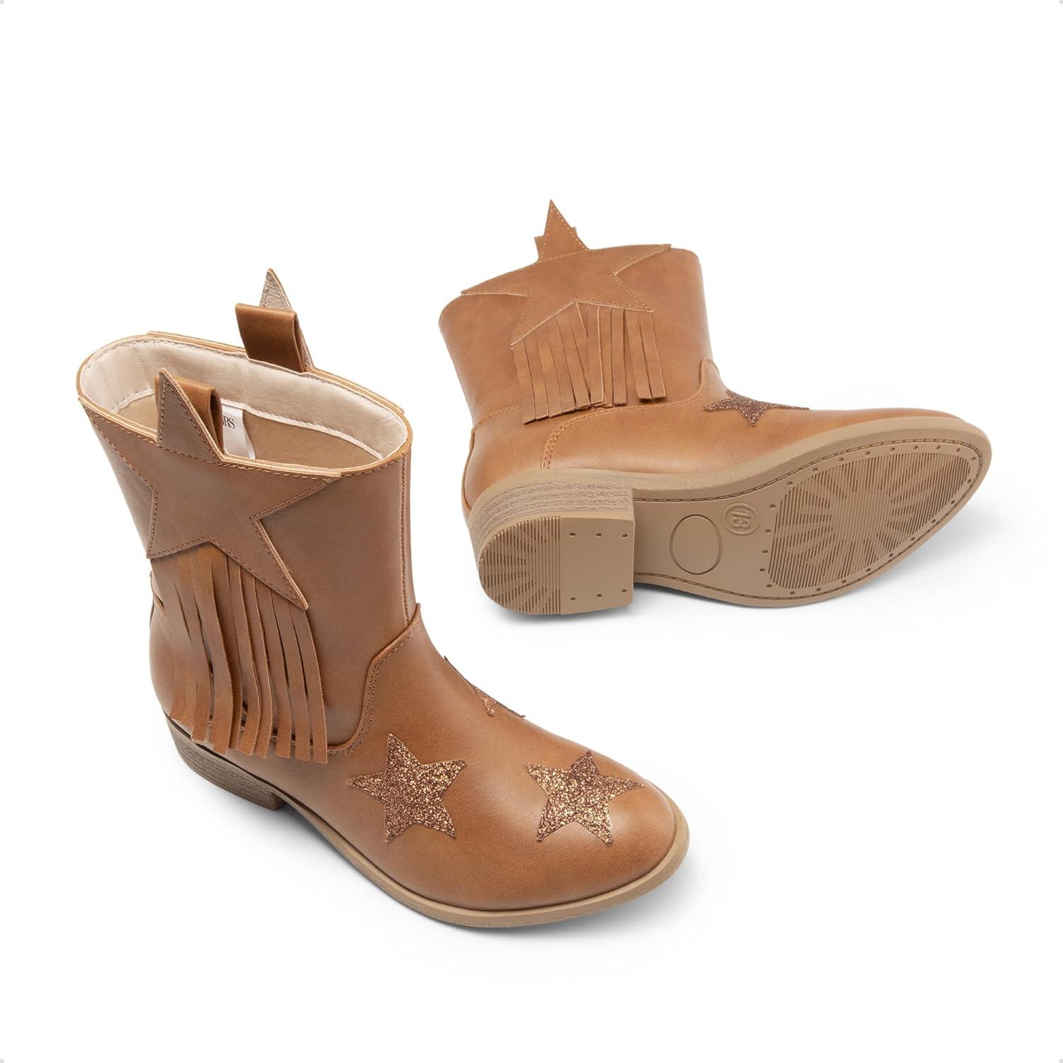 imageDREAM PAIRS Girls Cowgirl Cowboy Western Mid Calf Tassel BootsCamel