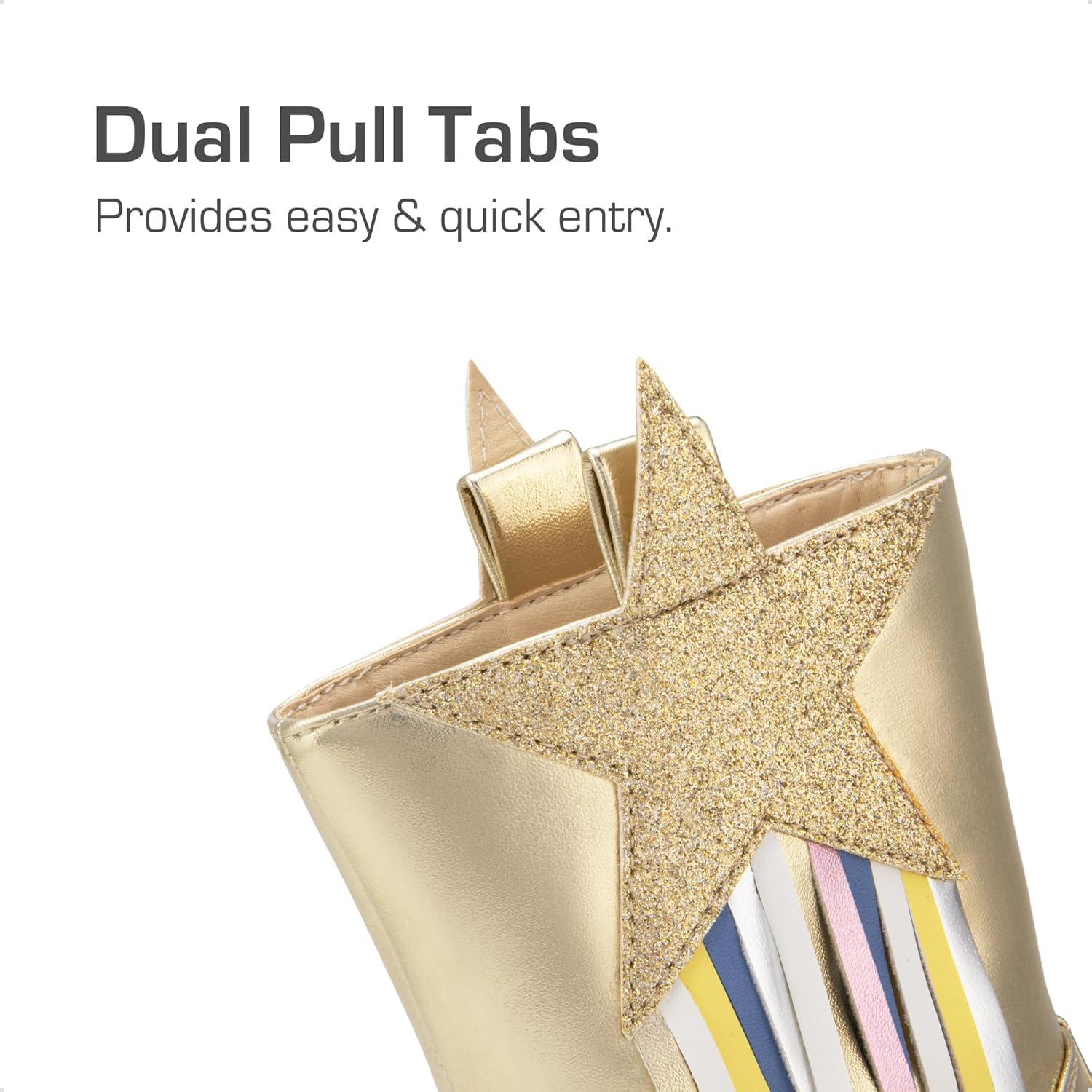 imageDREAM PAIRS Girls Cowgirl Cowboy Western Mid Calf Tassel BootsGold