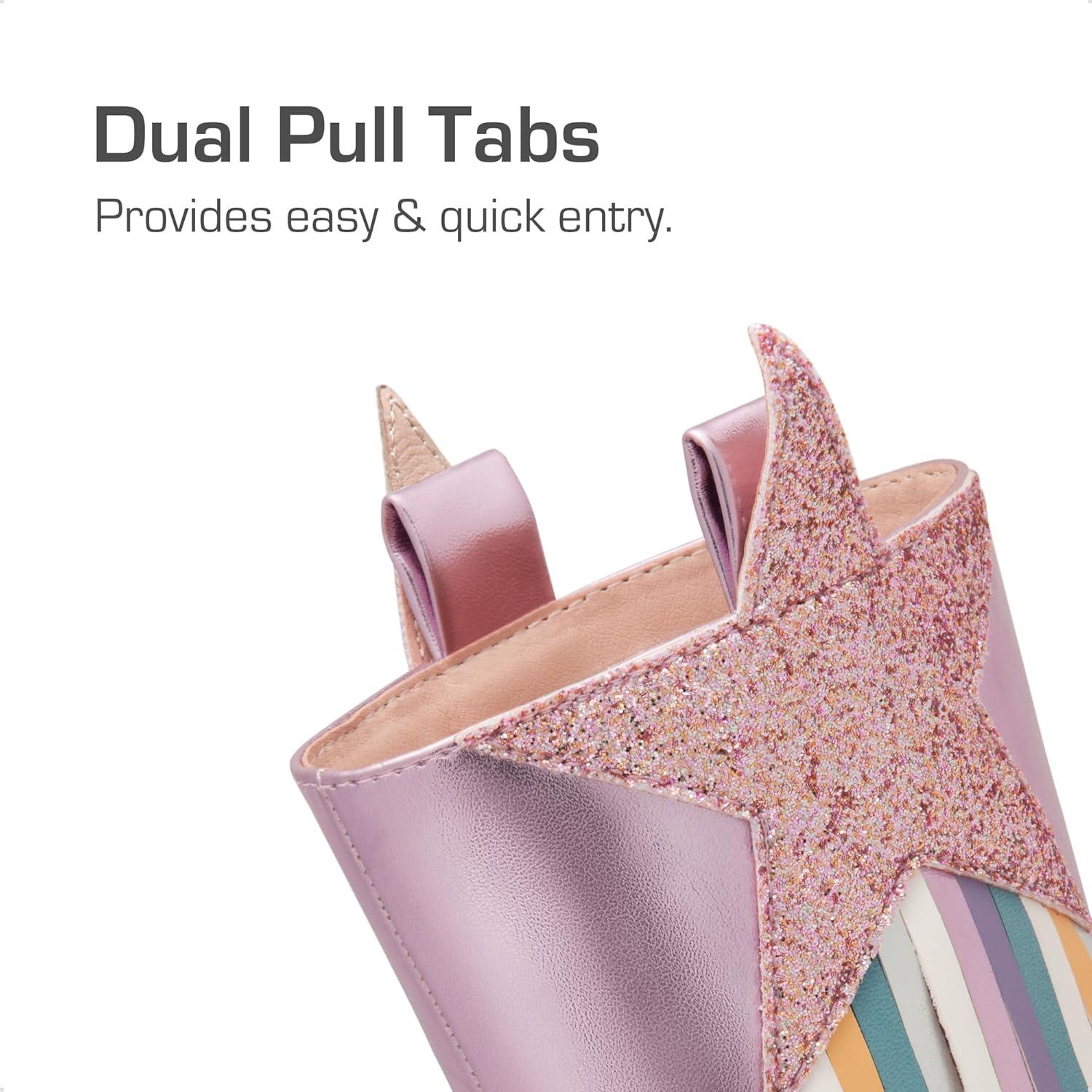 imageDREAM PAIRS Girls Cowgirl Cowboy Western Mid Calf Tassel BootsPink