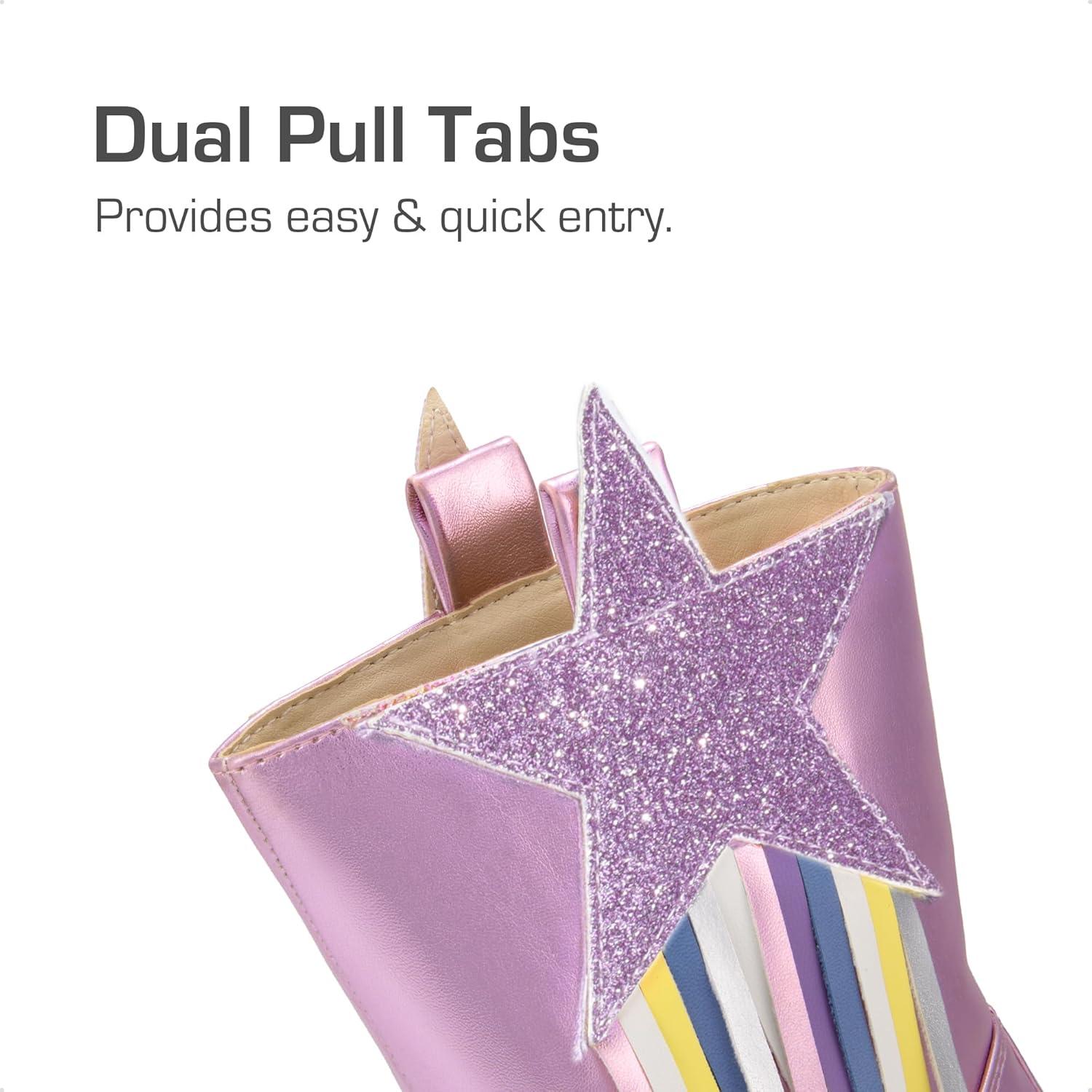 imageDREAM PAIRS Girls Cowgirl Cowboy Western Mid Calf Tassel BootsPurple