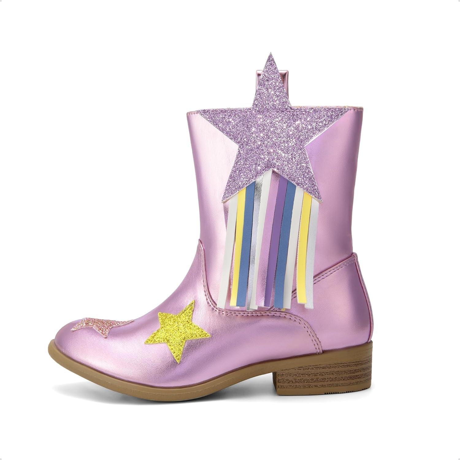 imageDREAM PAIRS Girls Cowgirl Cowboy Western Mid Calf Tassel BootsPurple