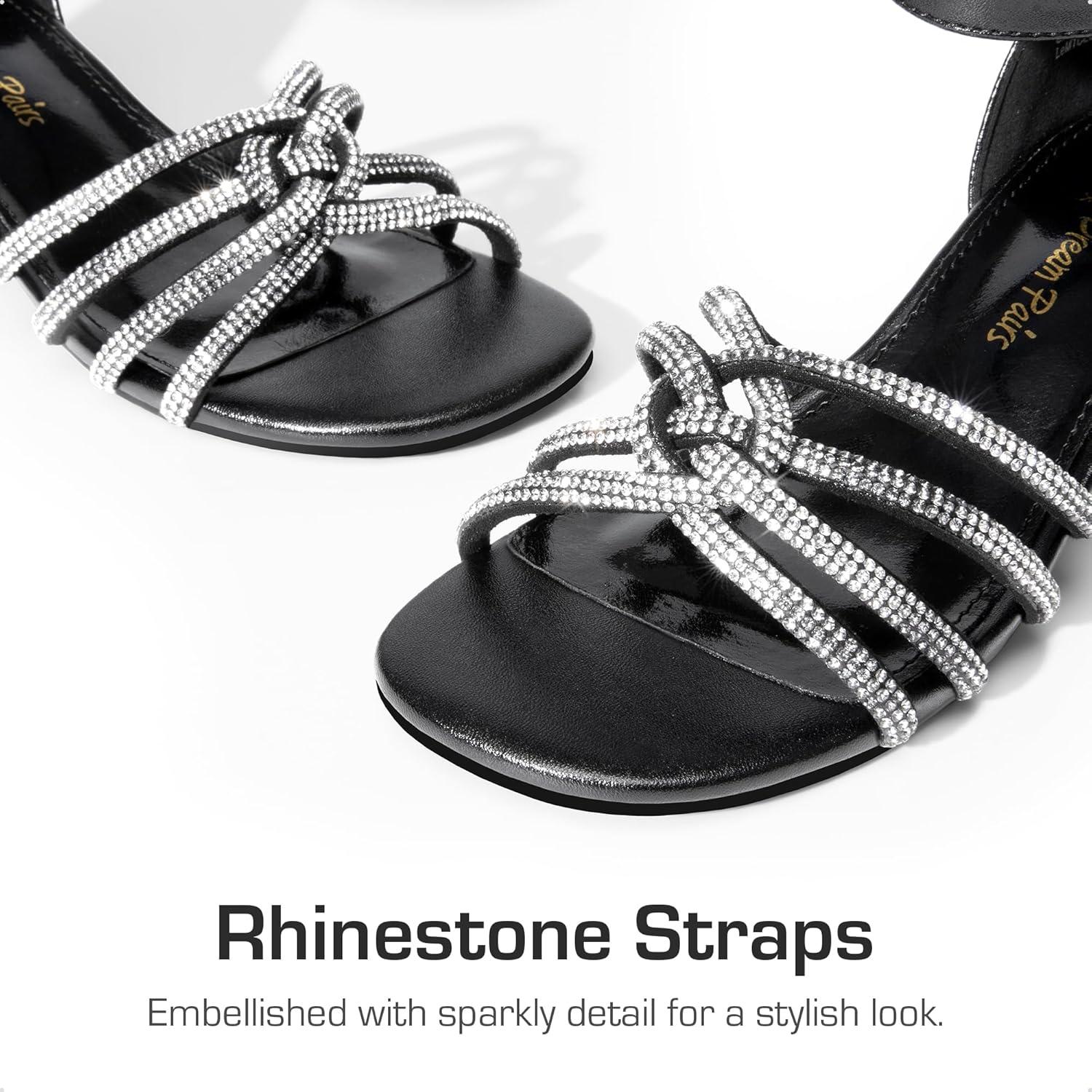 imageDREAM PAIRS Girls Dress Shoes Sandals Low Heels Ankle Strap Flower Wedding Party Shoes for Little KidBig KidBlack