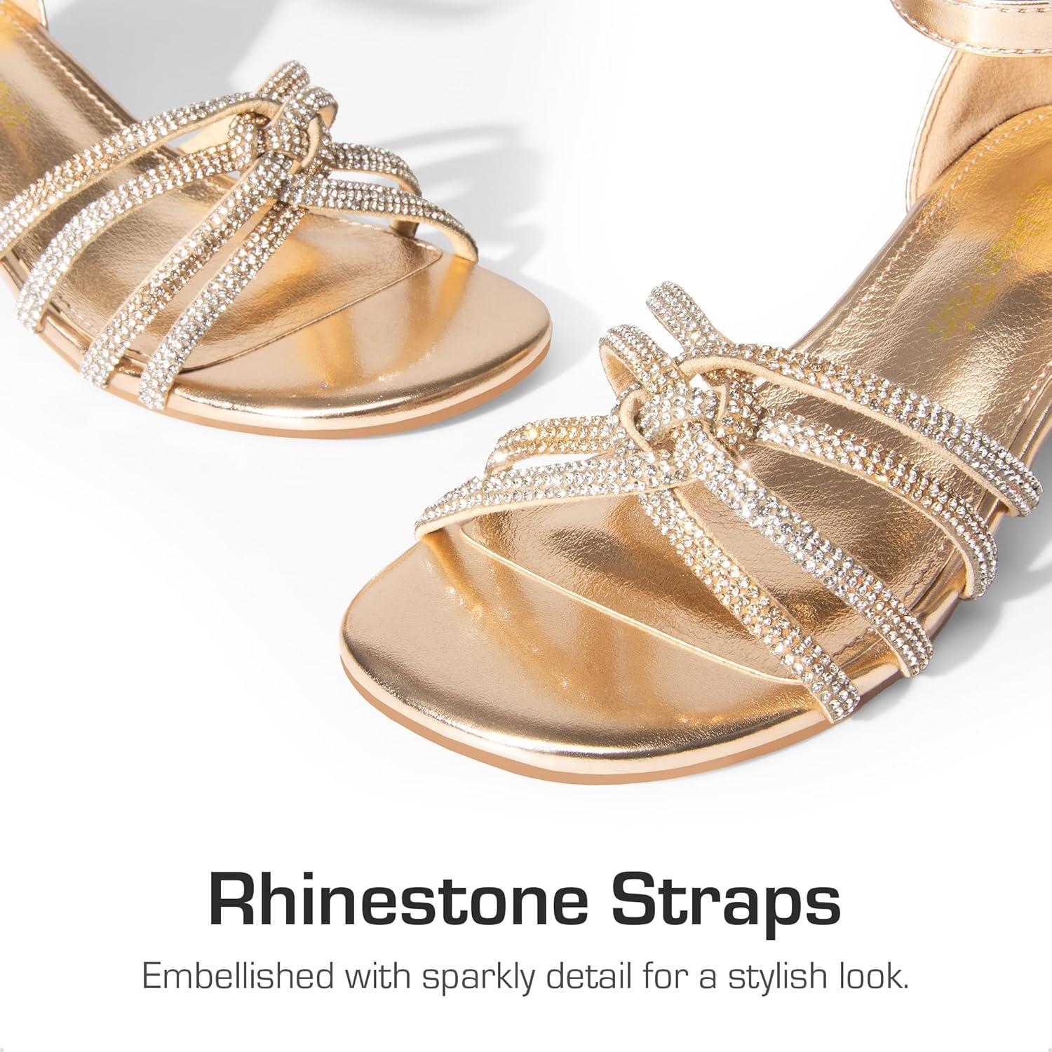 imageDREAM PAIRS Girls Dress Shoes Sandals Low Heels Ankle Strap Flower Wedding Party Shoes for Little KidBig KidChampagne